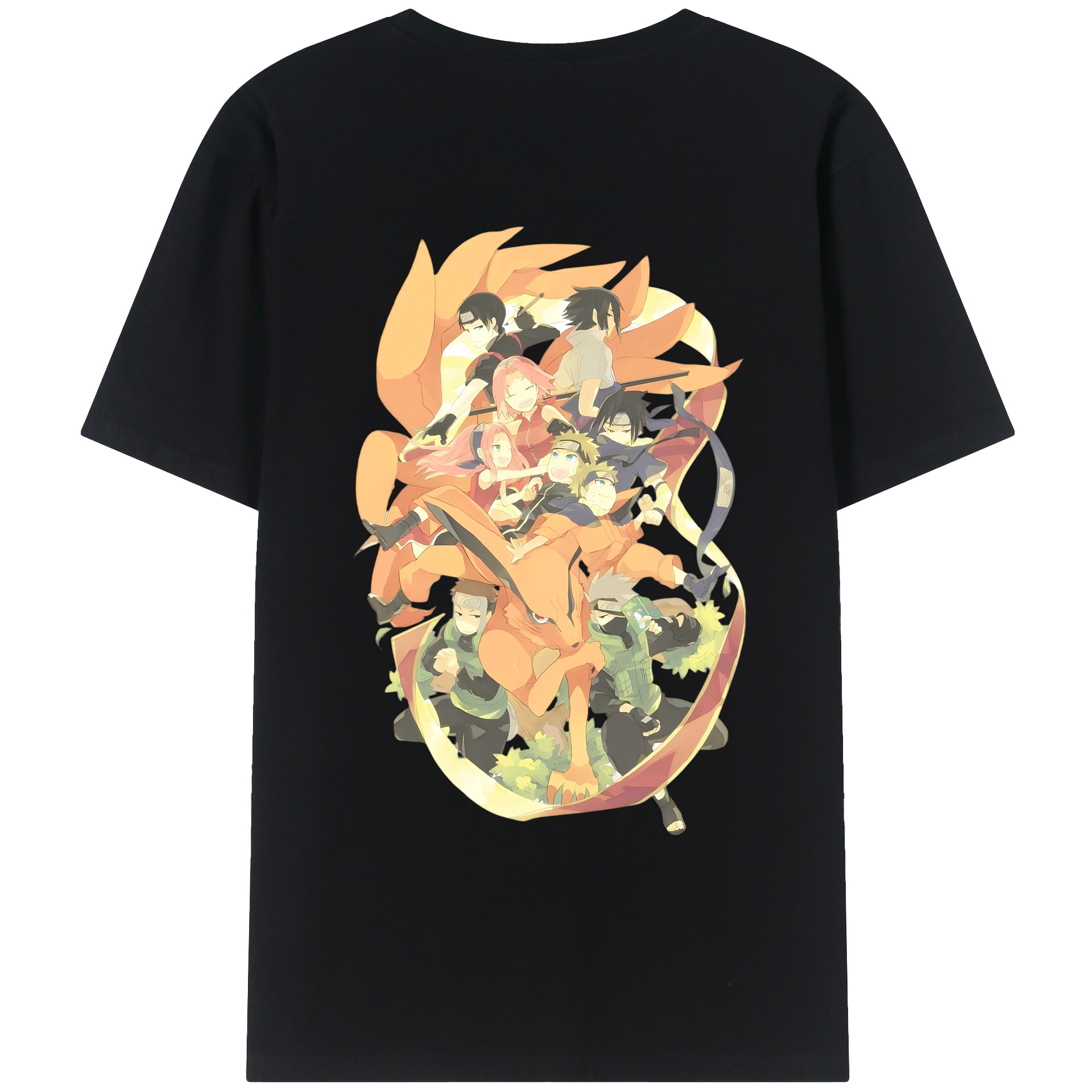 （画像用） NARUTO -ナルト- うずまき ナルト Uzumaki Naruto 綿100％ メンズ半袖Tシャツ（バックプリント） 通気性