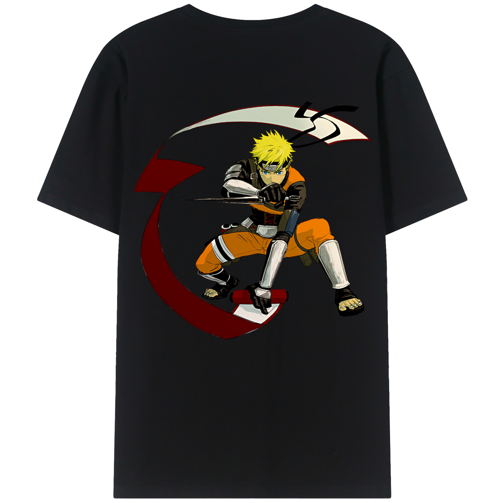 （画像用） NARUTO -ナルト- うずまき ナルト Uzumaki Naruto 綿100％ メンズ半袖Tシャツ（バックプリント） 通気性