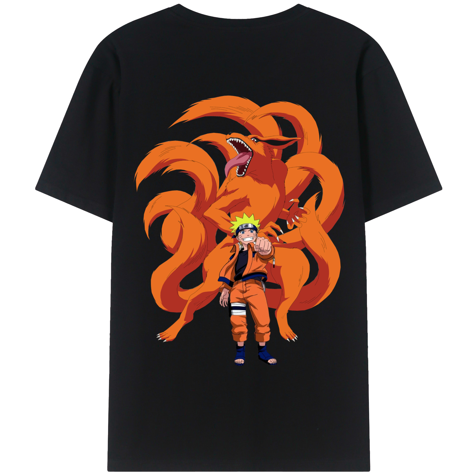 （画像用） NARUTO -ナルト- うずまき ナルト Uzumaki Naruto 綿100％ メンズ半袖Tシャツ（バックプリント） 通気性