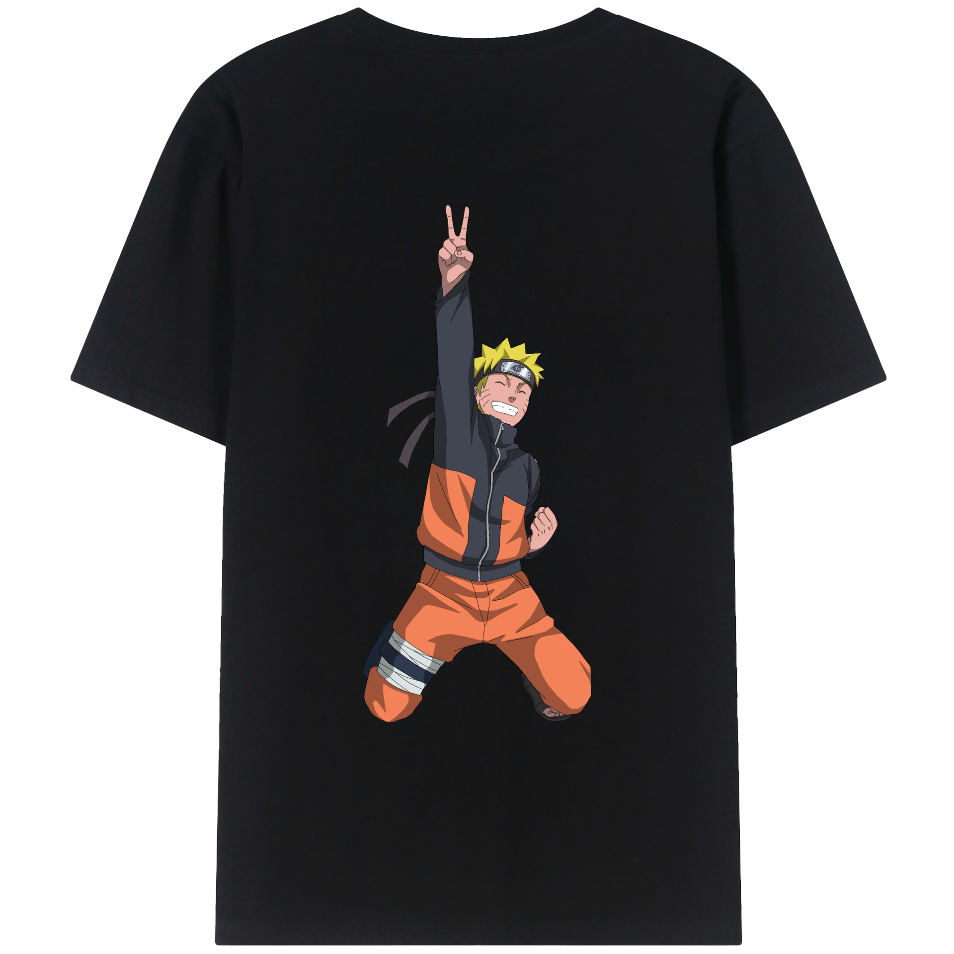 （画像用） NARUTO -ナルト- うずまき ナルト Uzumaki Naruto 綿100％ メンズ半袖Tシャツ（バックプリント） 通気性