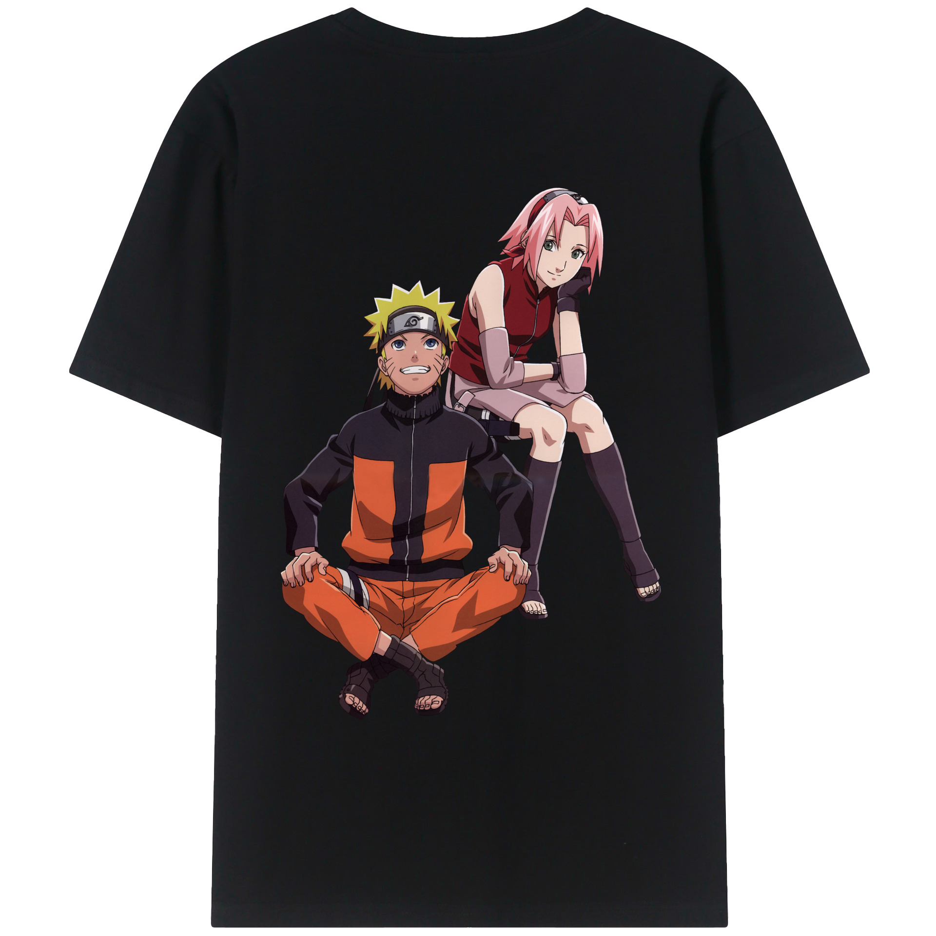 （画像用） NARUTO -ナルト- うずまき ナルト Uzumaki Naruto 綿100％ メンズ半袖Tシャツ（バックプリント） 通気性