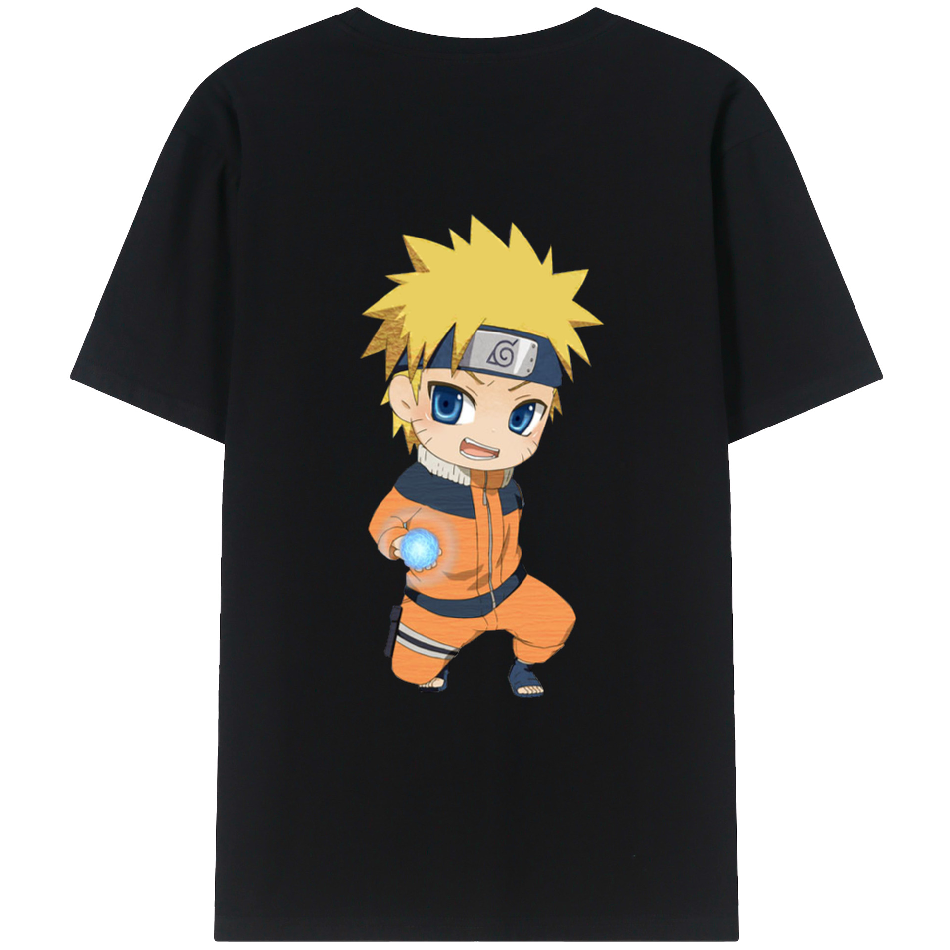 （画像用） NARUTO -ナルト- うずまき ナルト Uzumaki Naruto 綿100％ メンズ半袖Tシャツ（バックプリント） 通気性
