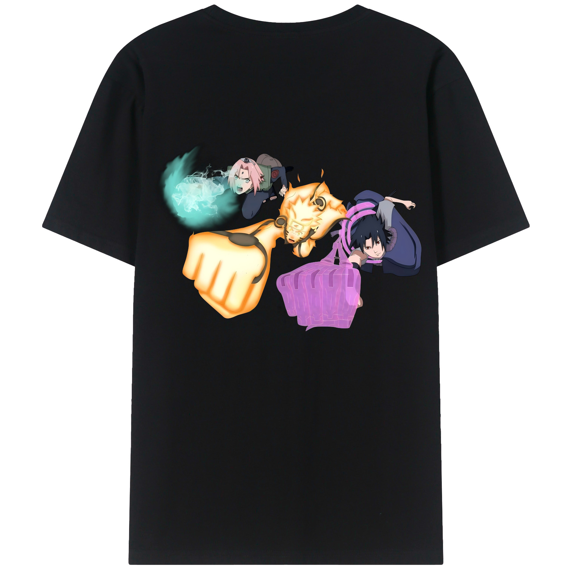 （画像用） NARUTO -ナルト- うずまき ナルト Uzumaki Naruto 綿100％ メンズ半袖Tシャツ（バックプリント） 通気性