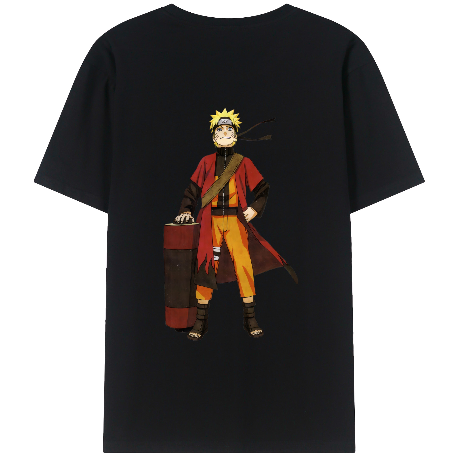 （画像用） NARUTO -ナルト- うずまき ナルト Uzumaki Naruto 綿100％ メンズ半袖Tシャツ（バックプリント） 通気性