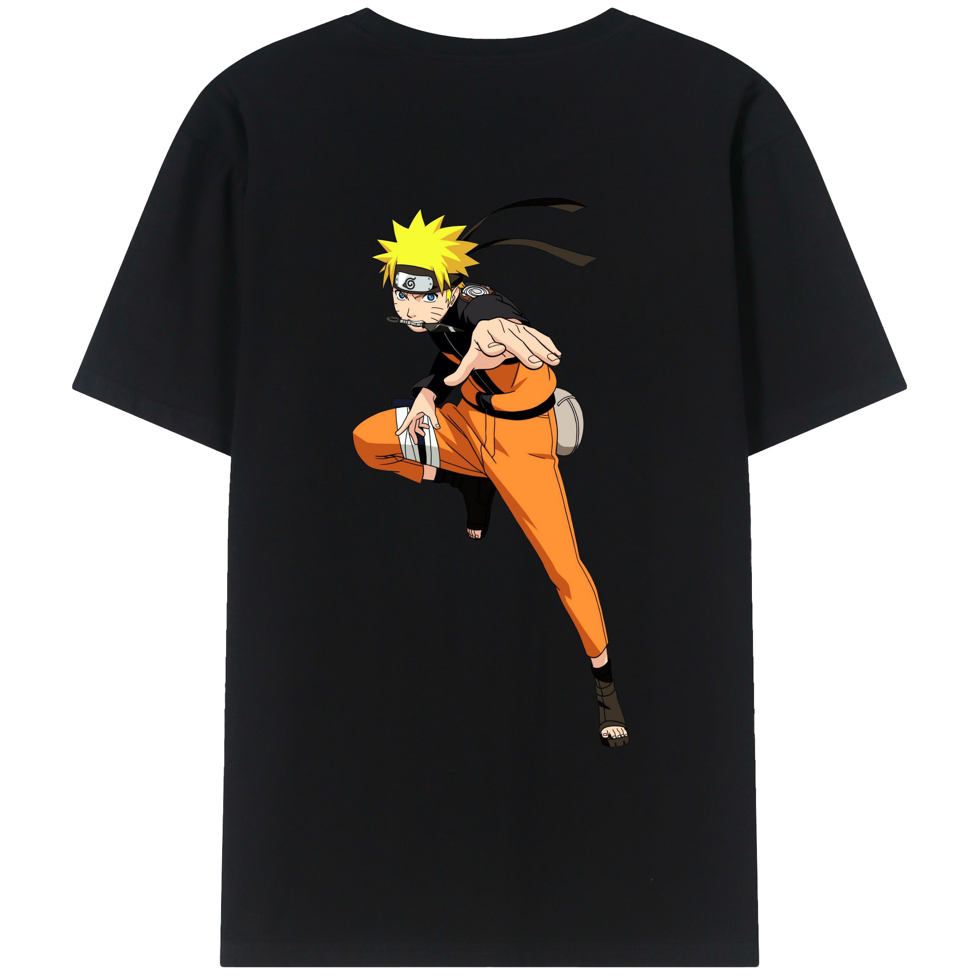 （画像用） NARUTO -ナルト- うずまき ナルト Uzumaki Naruto 綿100％ メンズ半袖Tシャツ（バックプリント） 通気性