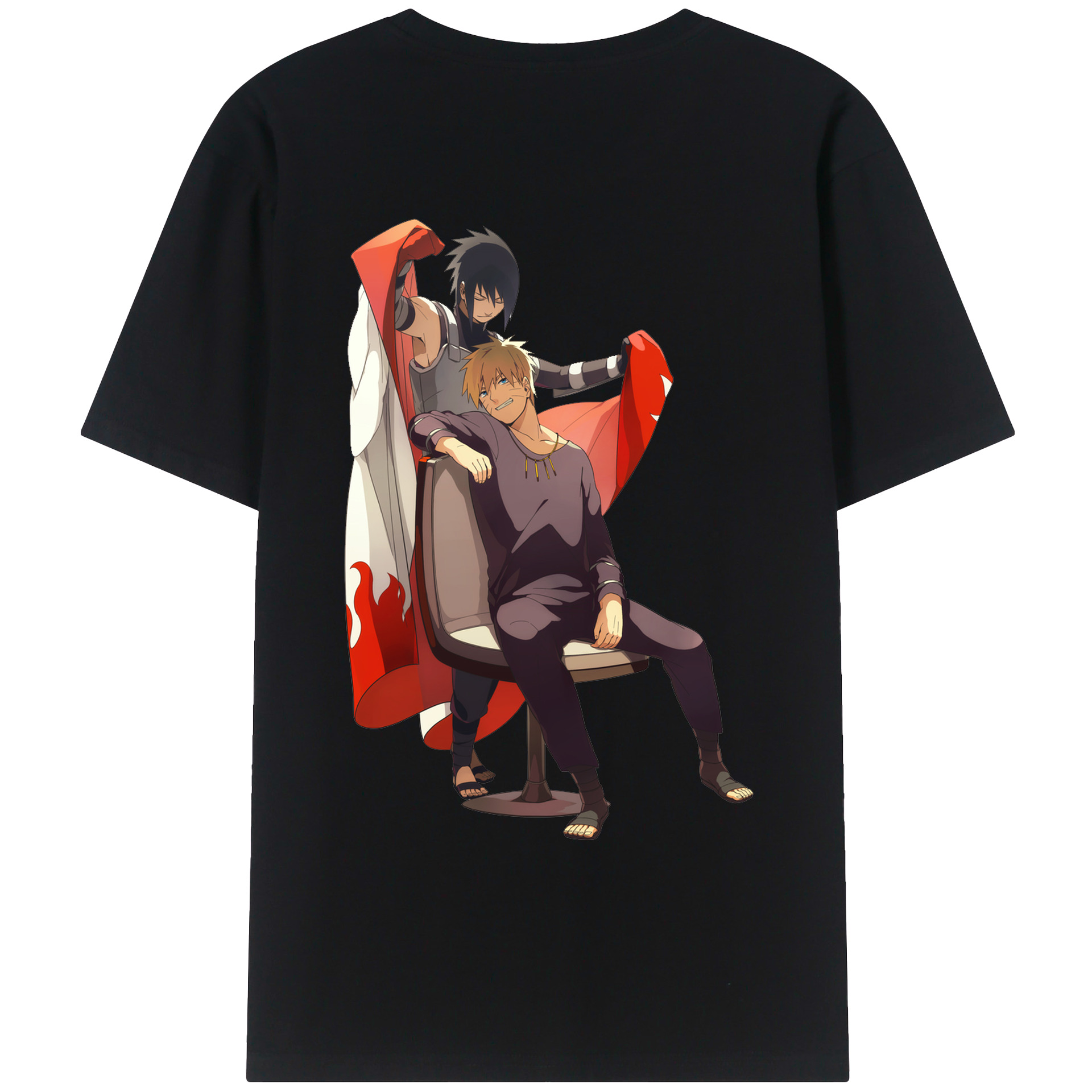 （画像用） NARUTO -ナルト- うずまき ナルト Uzumaki Naruto 綿100％ メンズ半袖Tシャツ（バックプリント） 通気性