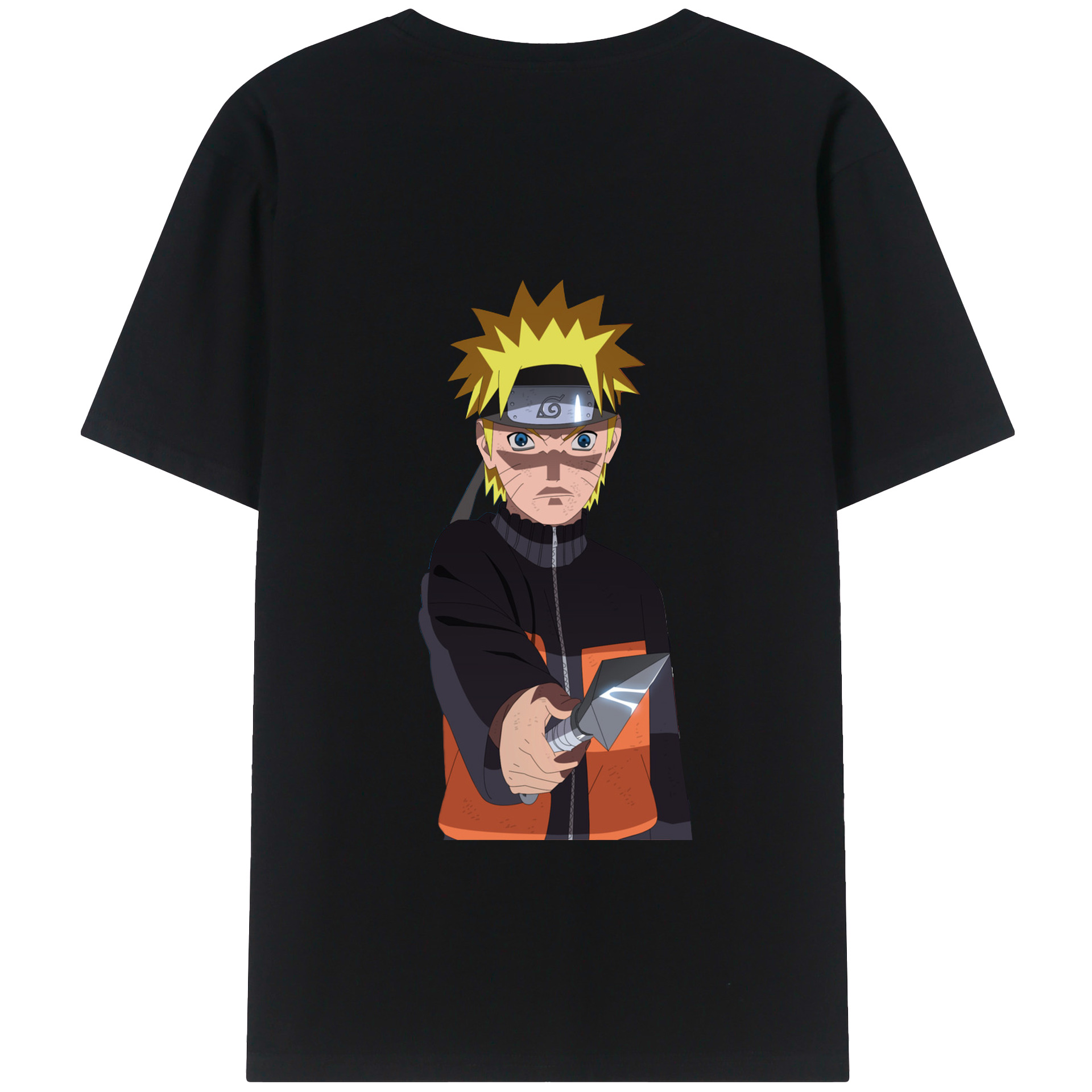 （画像用） NARUTO -ナルト- うずまき ナルト Uzumaki Naruto 綿100％ メンズ半袖Tシャツ（バックプリント） 通気性
