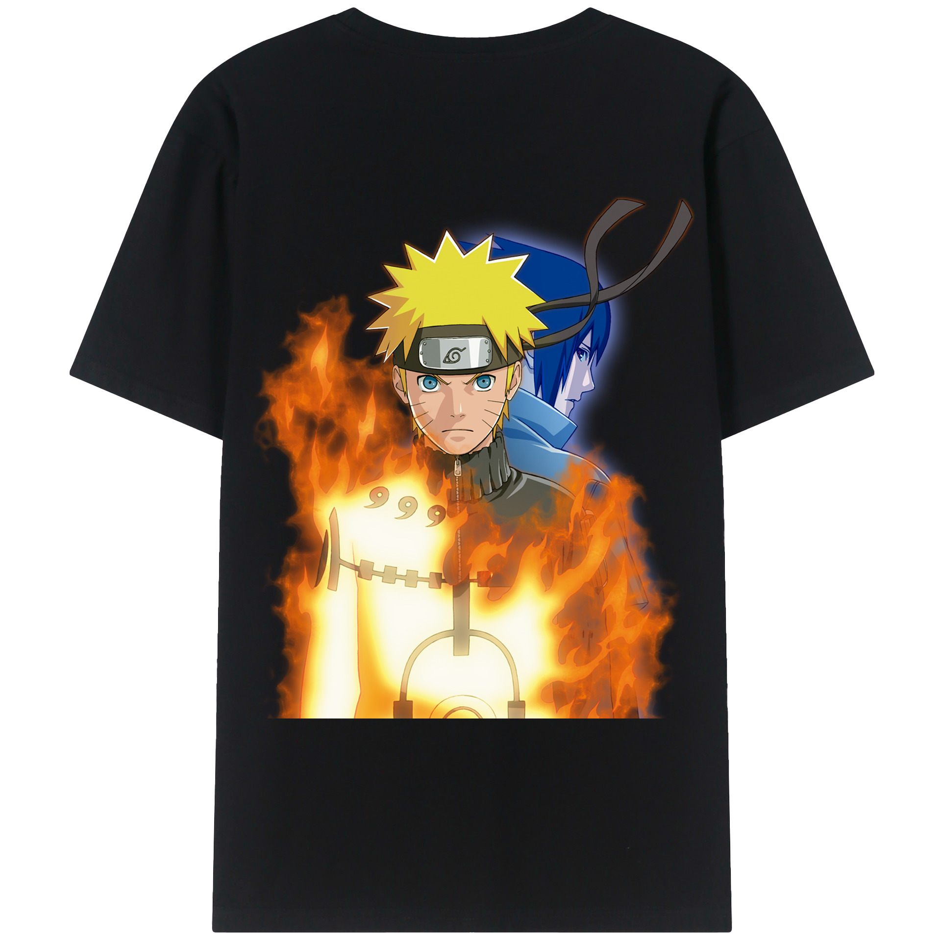 （画像用） NARUTO -ナルト- うずまき ナルト Uzumaki Naruto 綿100％ メンズ半袖Tシャツ（バックプリント） 通気性
