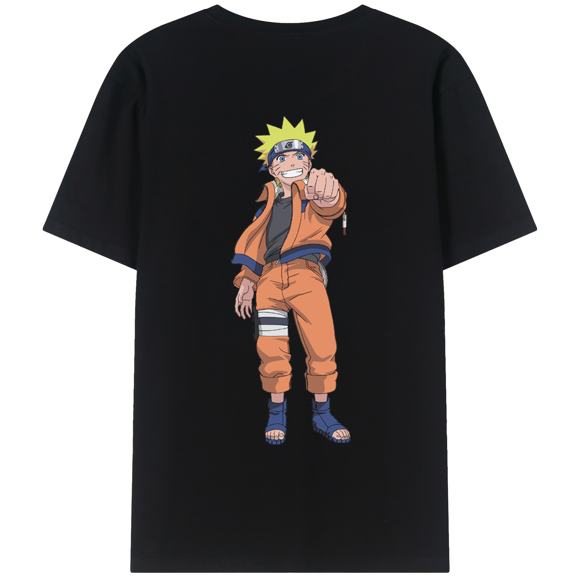 （画像用） NARUTO -ナルト- うずまき ナルト Uzumaki Naruto 綿100％ メンズ半袖Tシャツ（バックプリント） 通気性