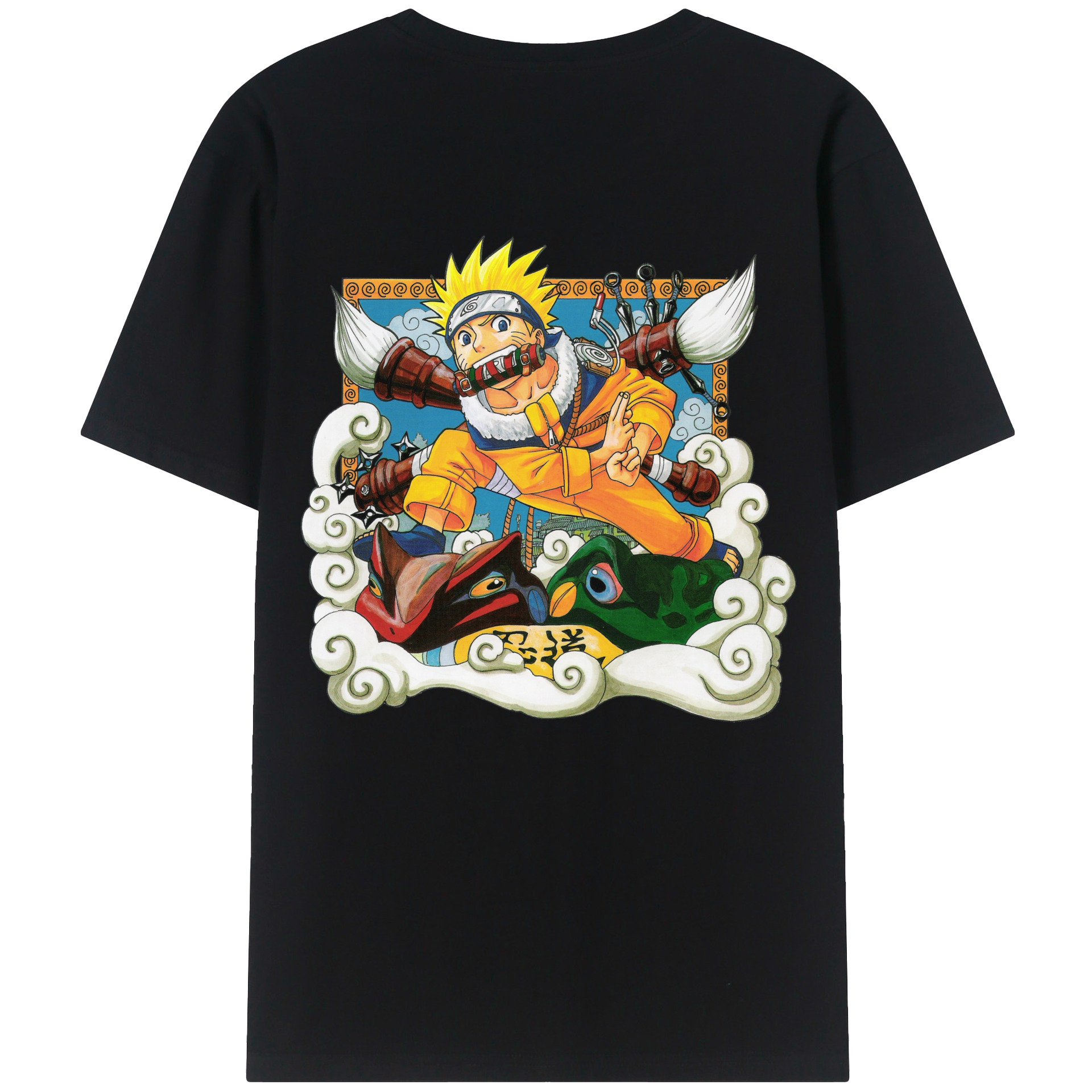 （画像用） NARUTO -ナルト- うずまき ナルト Uzumaki Naruto 綿100％ メンズ半袖Tシャツ（バックプリント） 通気性