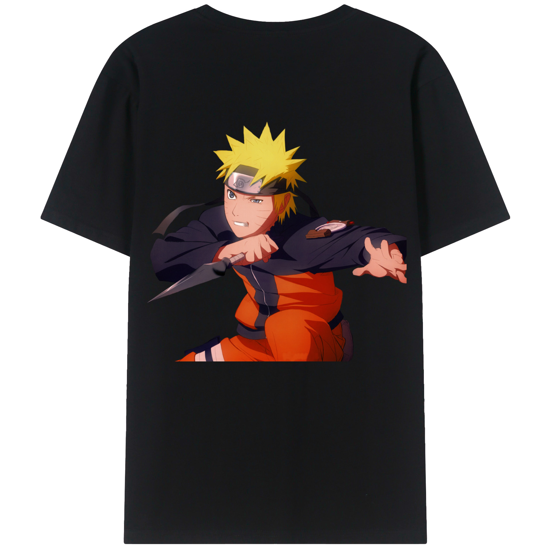 （画像用） NARUTO -ナルト- うずまき ナルト Uzumaki Naruto 綿100％ メンズ半袖Tシャツ（バックプリント） 通気性