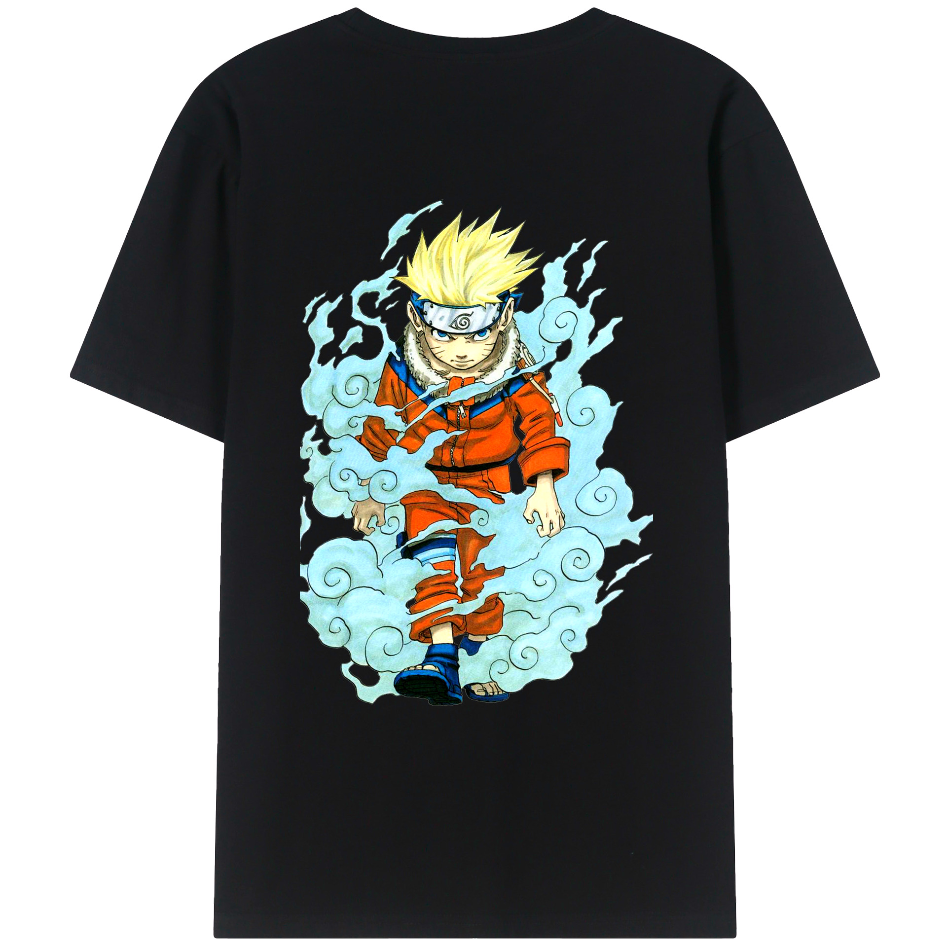 （画像用） NARUTO -ナルト- うずまき ナルト Uzumaki Naruto 綿100％ メンズ半袖Tシャツ（バックプリント） 通気性