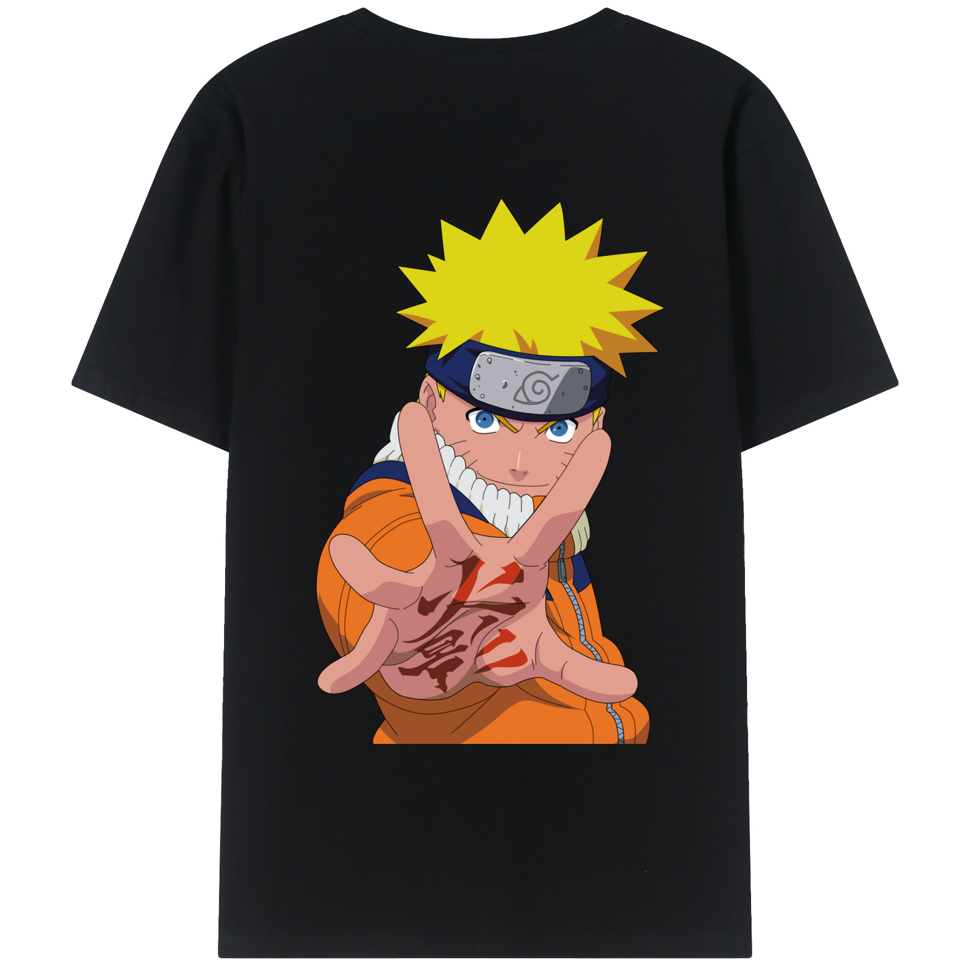 （画像用） NARUTO -ナルト- うずまき ナルト Uzumaki Naruto 綿100％ メンズ半袖Tシャツ（バックプリント） 通気性