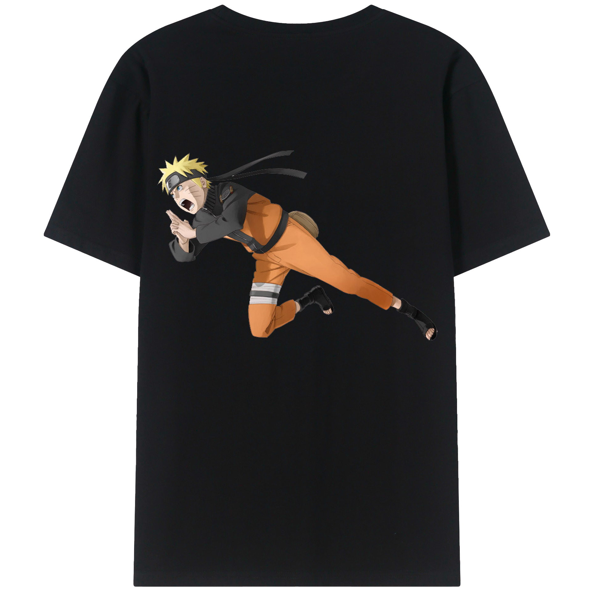 （画像用） NARUTO -ナルト- うずまき ナルト Uzumaki Naruto 綿100％ メンズ半袖Tシャツ（バックプリント） 通気性