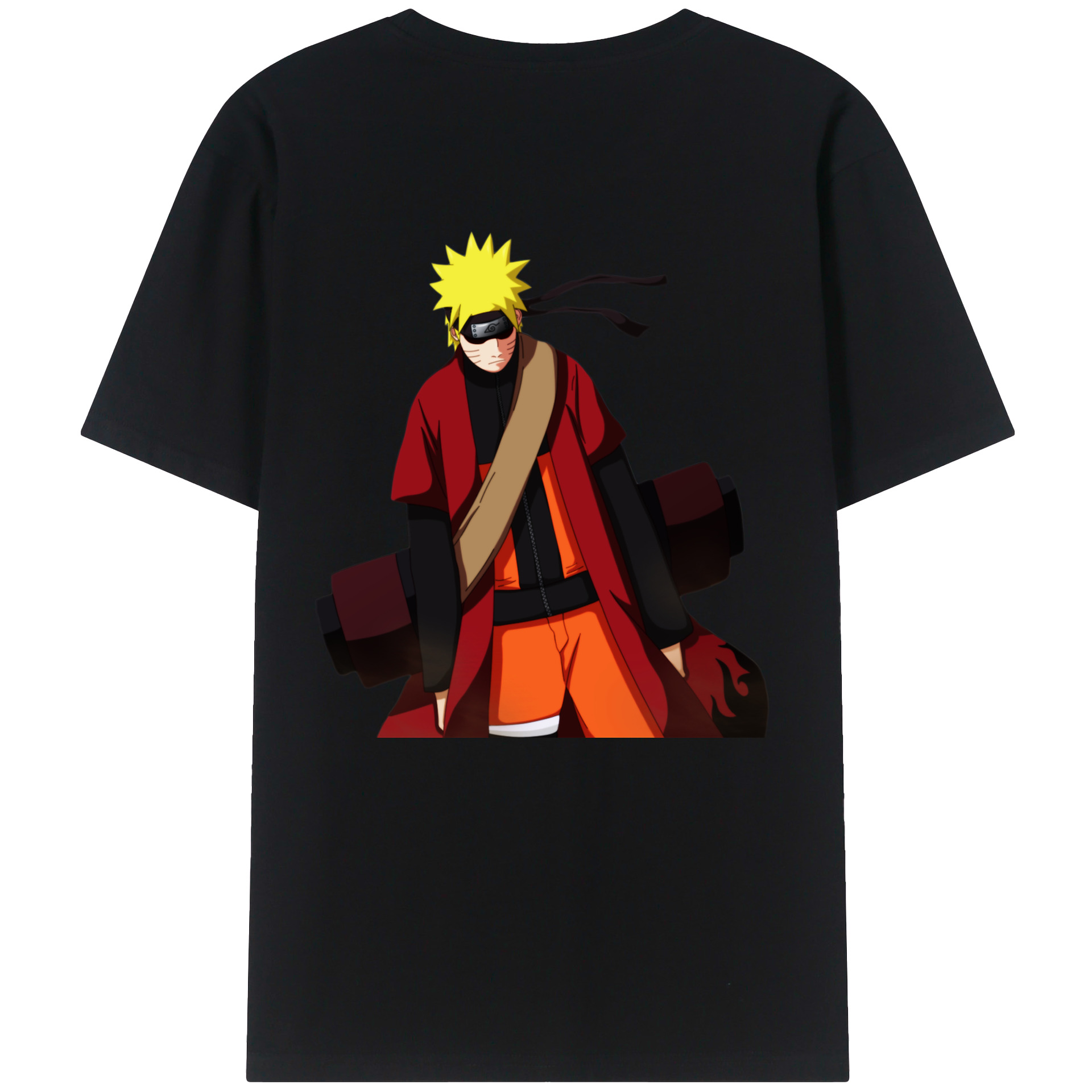 （画像用） NARUTO -ナルト- うずまき ナルト Uzumaki Naruto 綿100％ メンズ半袖Tシャツ（バックプリント） 通気性