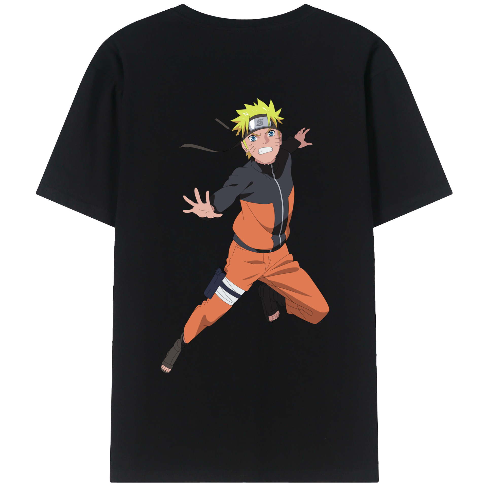 （画像用） NARUTO -ナルト- うずまき ナルト Uzumaki Naruto 綿100％ メンズ半袖Tシャツ（バックプリント） 通気性