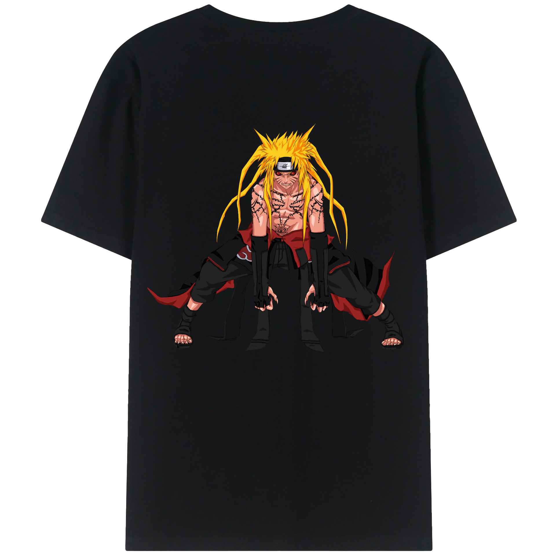 （画像用） NARUTO -ナルト- うずまき ナルト Uzumaki Naruto 綿100％ メンズ半袖Tシャツ（バックプリント） 通気性