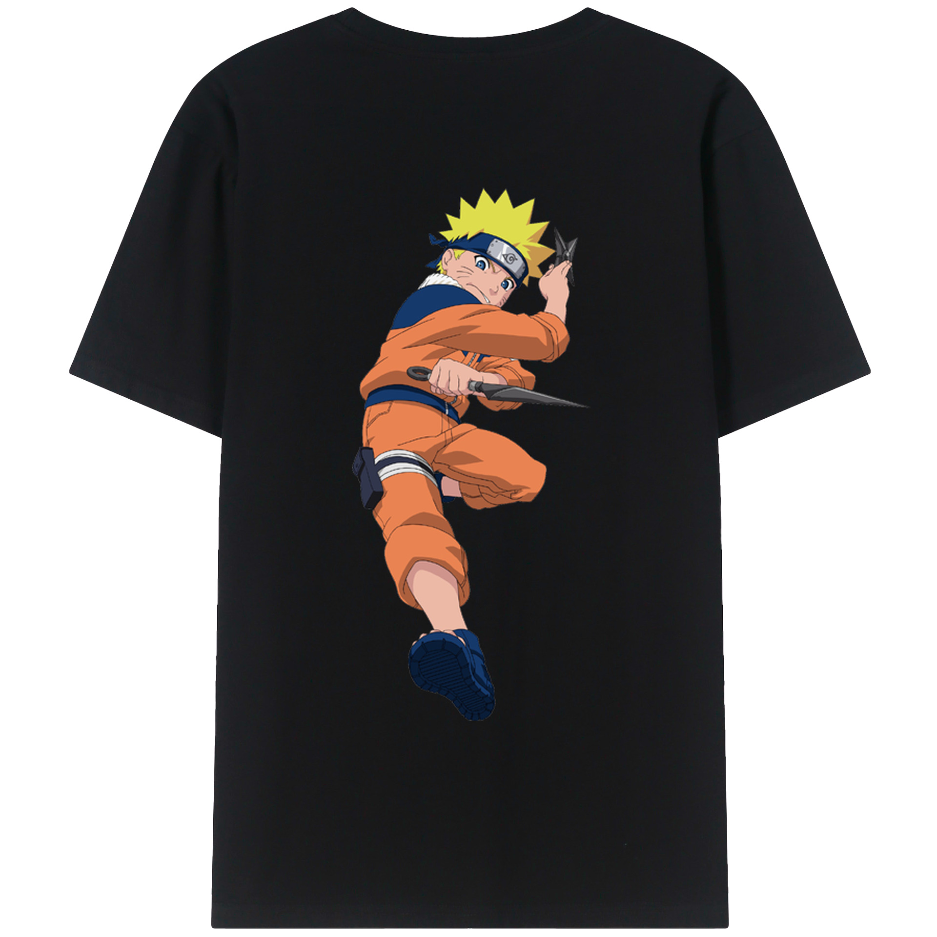 （画像用） NARUTO -ナルト- うずまき ナルト Uzumaki Naruto 綿100％ メンズ半袖Tシャツ（バックプリント） 通気性