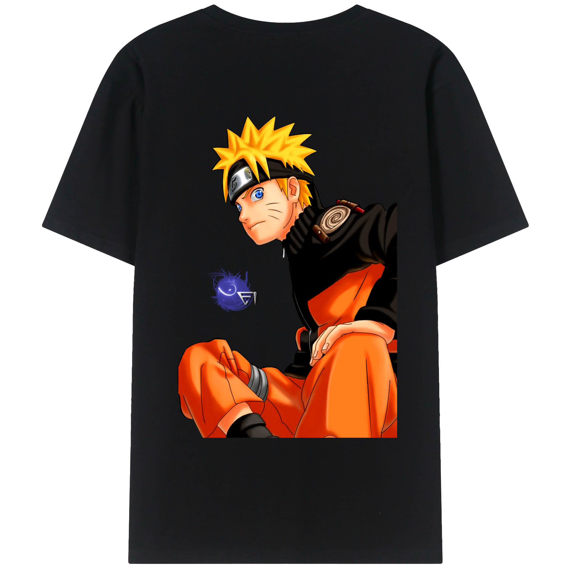 （画像用） NARUTO -ナルト- うずまき ナルト Uzumaki Naruto 綿100％ メンズ半袖Tシャツ（バックプリント） 通気性