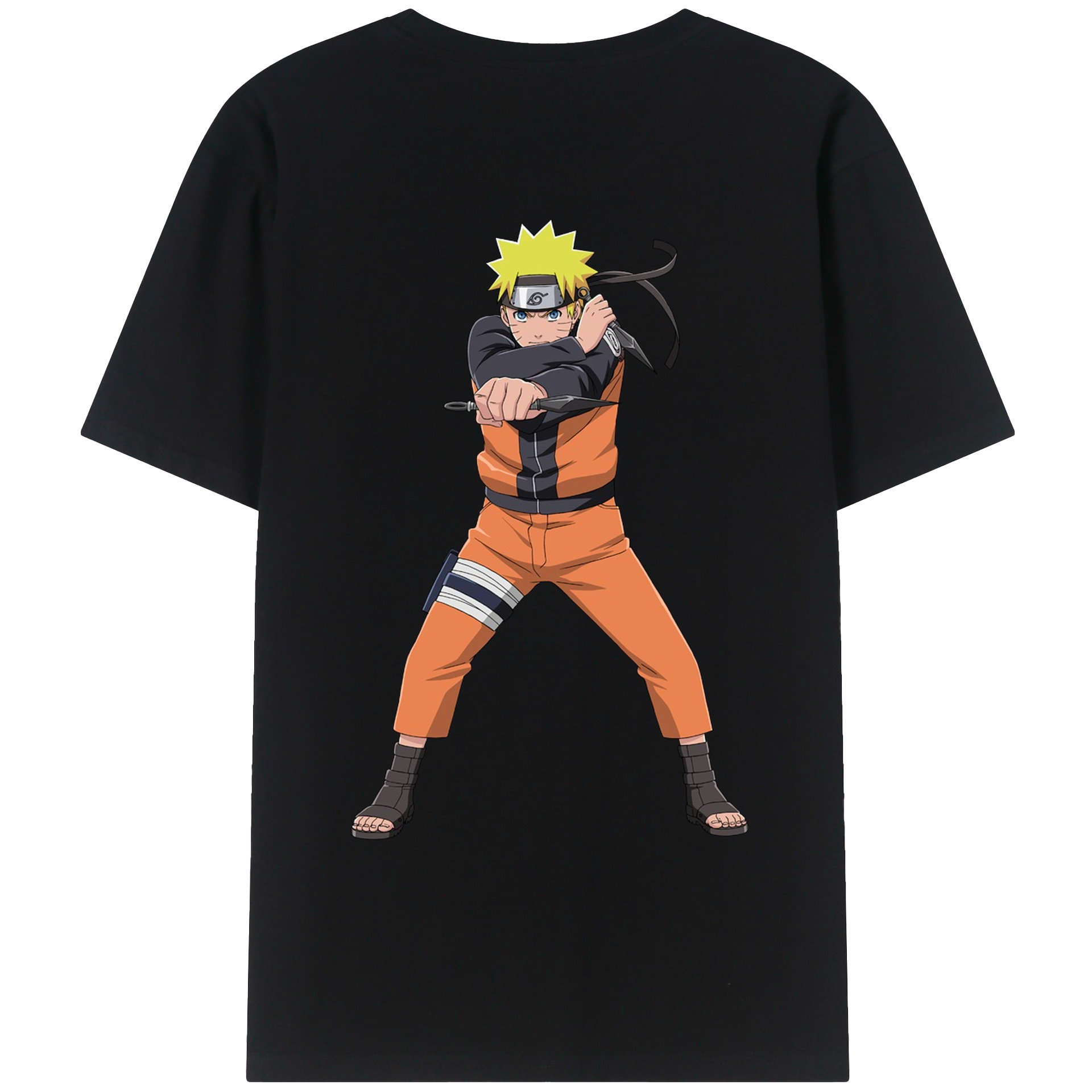 （画像用） NARUTO -ナルト- うずまき ナルト Uzumaki Naruto 綿100％ メンズ半袖Tシャツ（バックプリント） 通気性