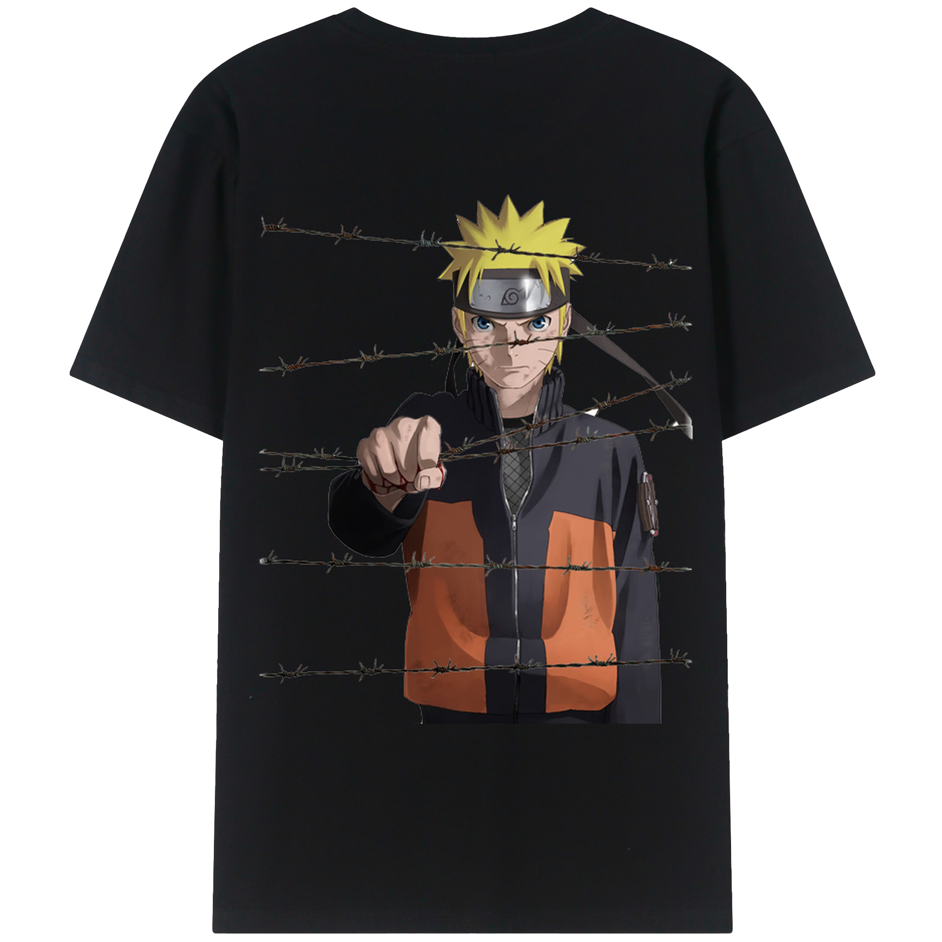 （画像用） NARUTO -ナルト- うずまき ナルト Uzumaki Naruto 綿100％ メンズ半袖Tシャツ（バックプリント） 通気性