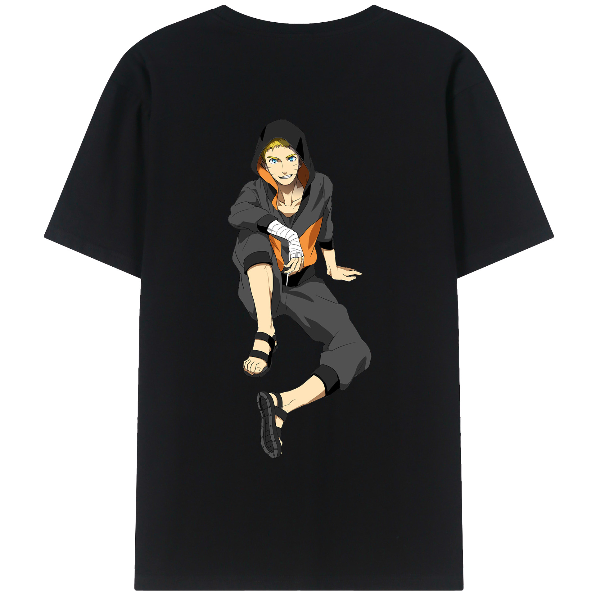 （画像用） NARUTO -ナルト- うずまき ナルト Uzumaki Naruto 綿100％ メンズ半袖Tシャツ（バックプリント） 通気性