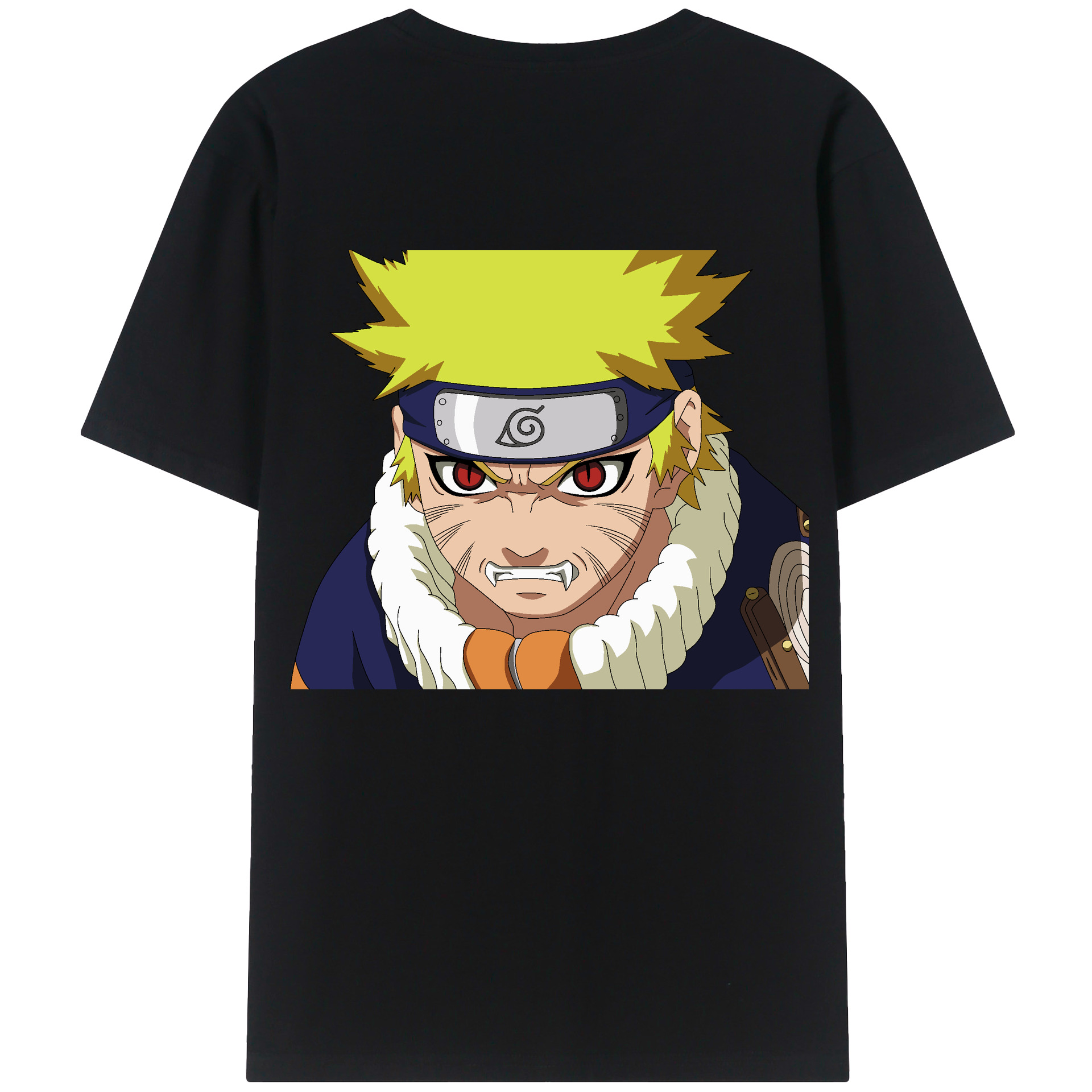 （画像用） NARUTO -ナルト- うずまき ナルト Uzumaki Naruto 綿100％ メンズ半袖Tシャツ（バックプリント） 通気性
