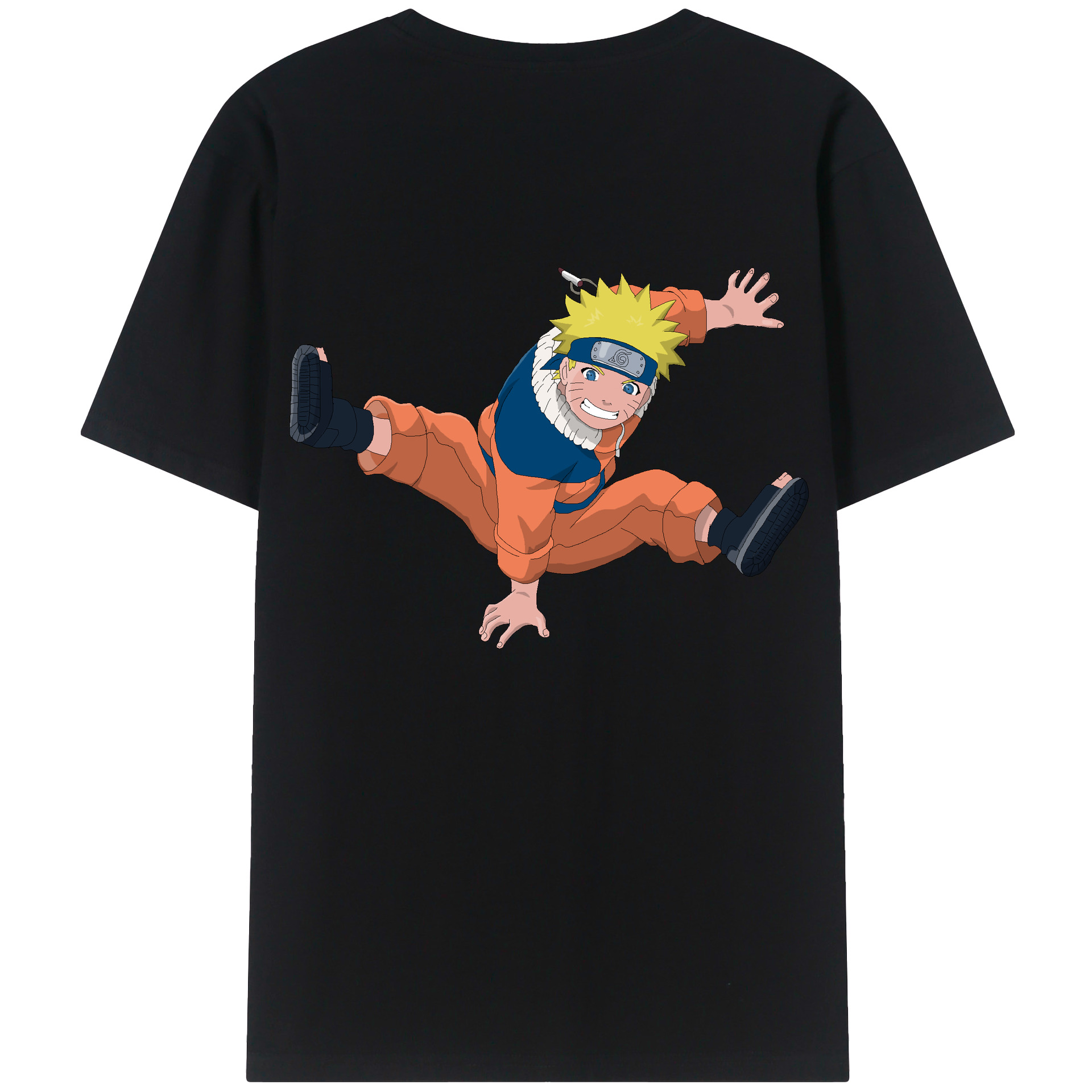 （画像用） NARUTO -ナルト- うずまき ナルト Uzumaki Naruto 綿100％ メンズ半袖Tシャツ（バックプリント） 通気性