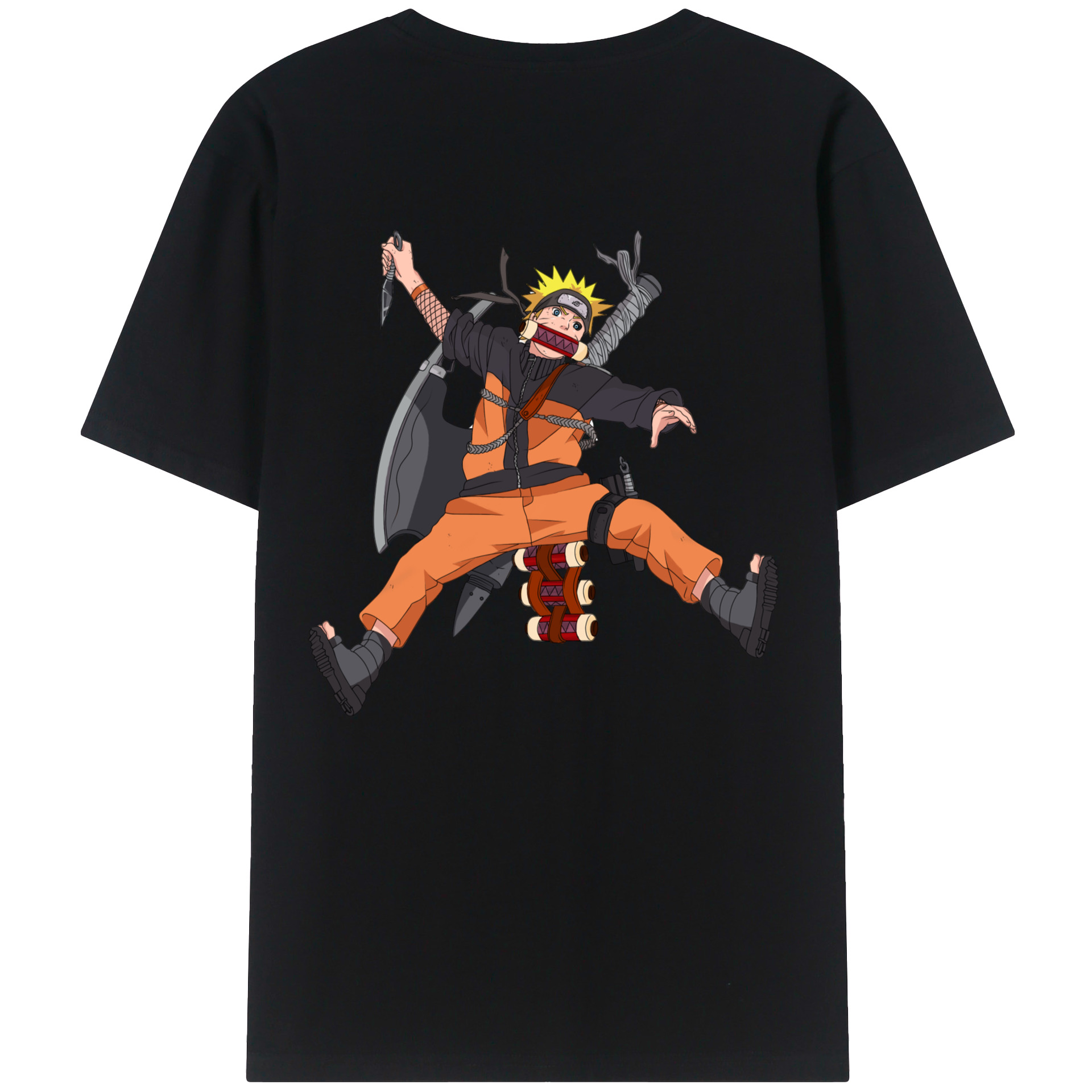 （画像用） NARUTO -ナルト- うずまき ナルト Uzumaki Naruto 綿100％ メンズ半袖Tシャツ（バックプリント） 通気性