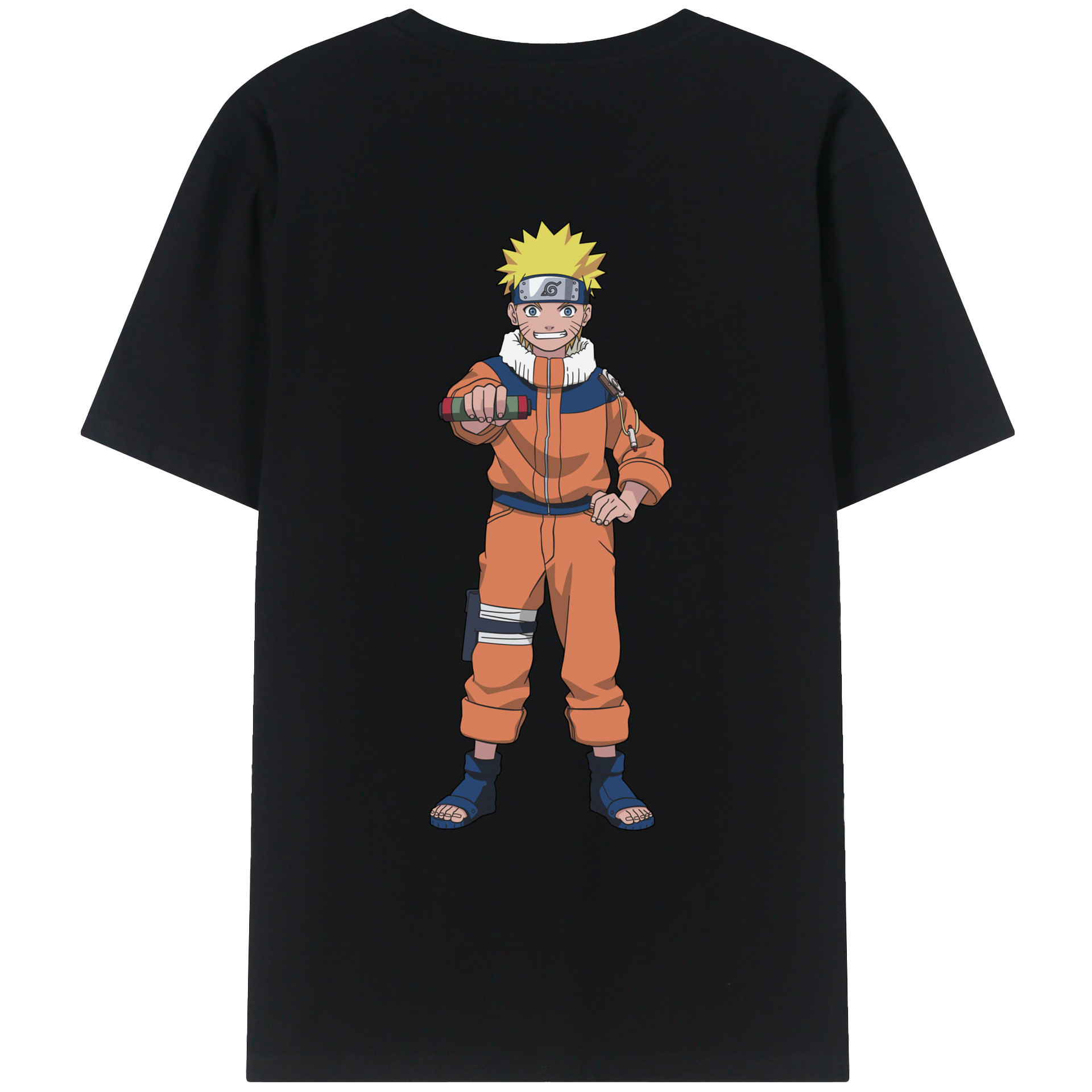 （画像用） NARUTO -ナルト- うずまき ナルト Uzumaki Naruto 綿100％ メンズ半袖Tシャツ（バックプリント） 通気性