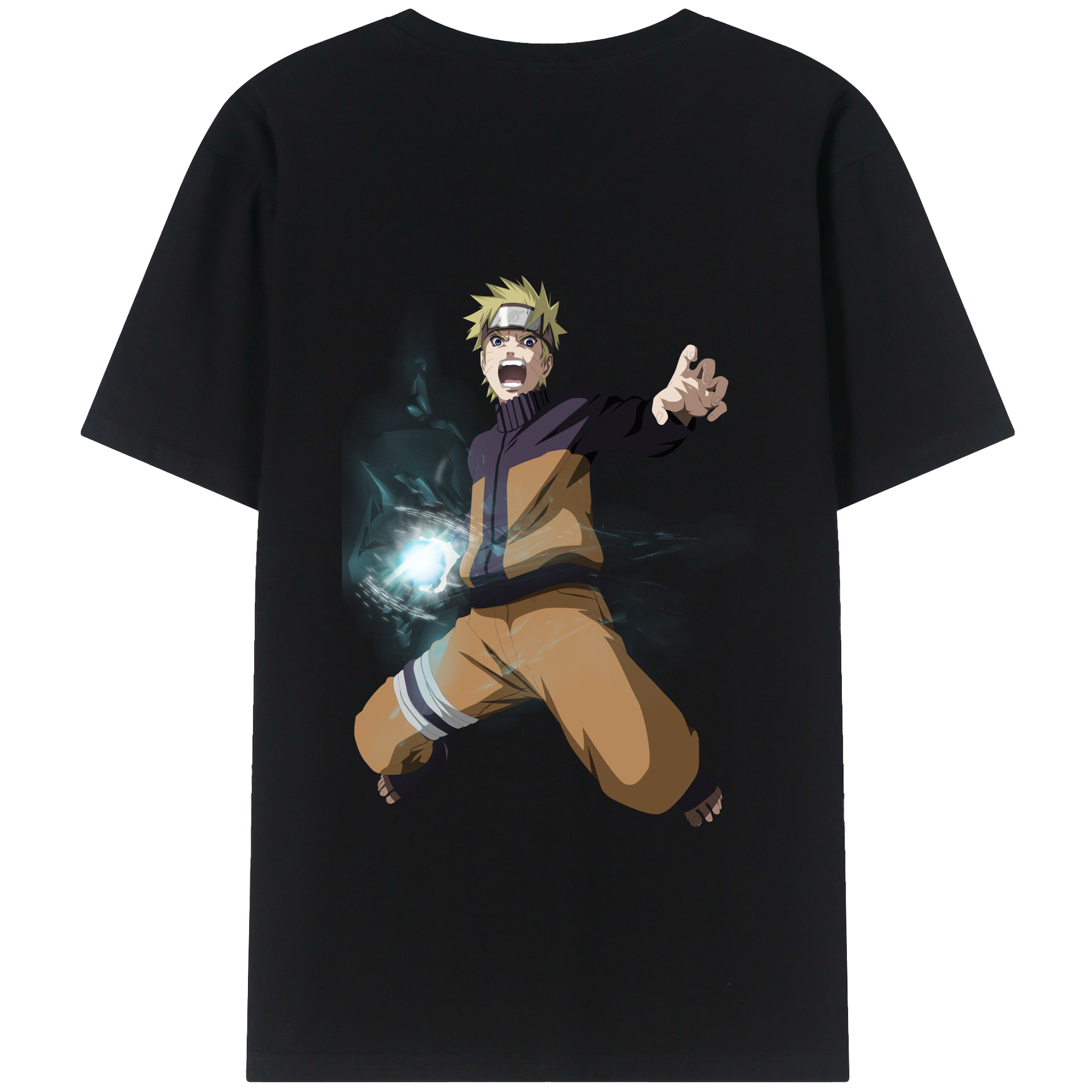 （画像用） NARUTO -ナルト- うずまき ナルト Uzumaki Naruto 綿100％ メンズ半袖Tシャツ（バックプリント） 通気性