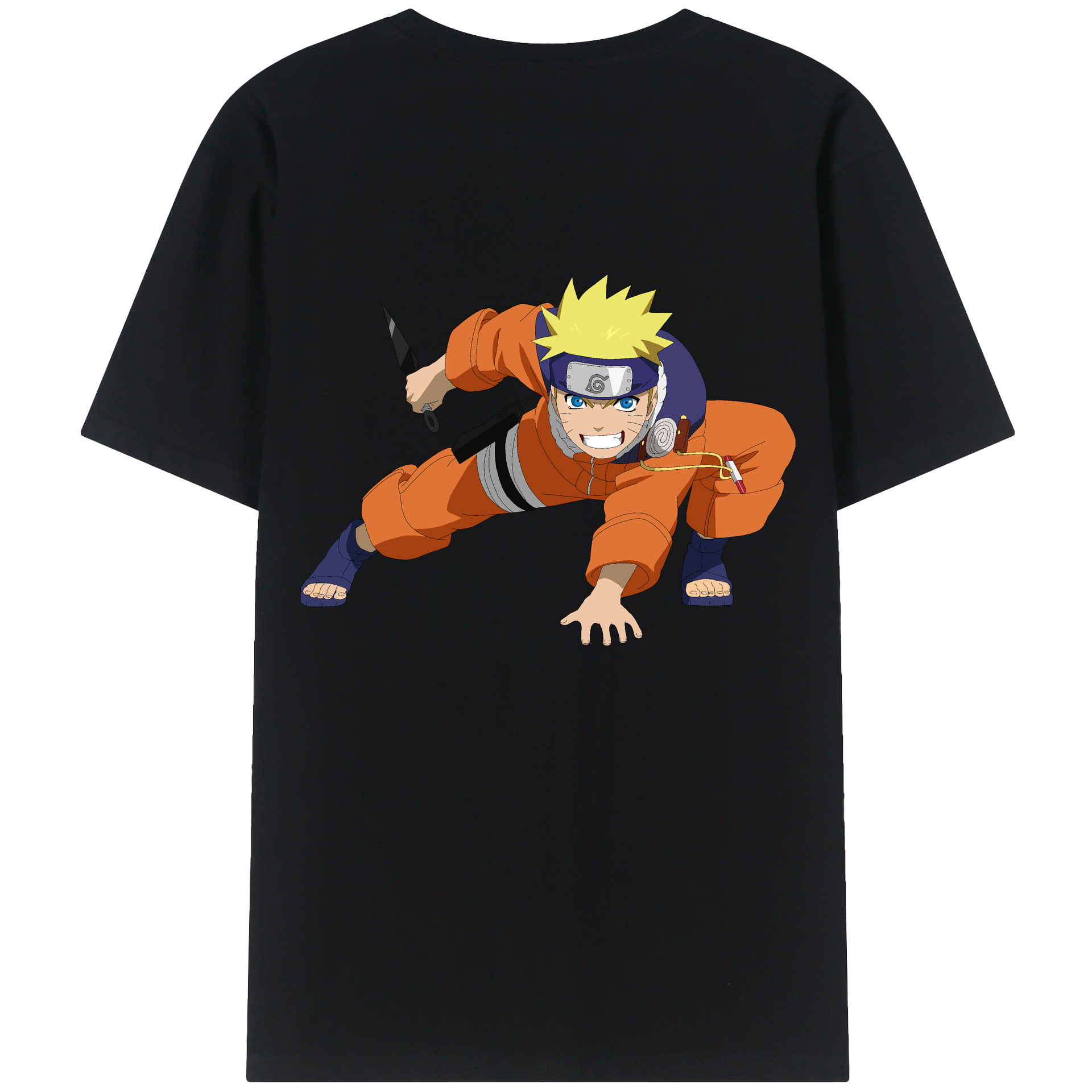 （画像用） NARUTO -ナルト- うずまき ナルト Uzumaki Naruto 綿100％ メンズ半袖Tシャツ（バックプリント） 通気性