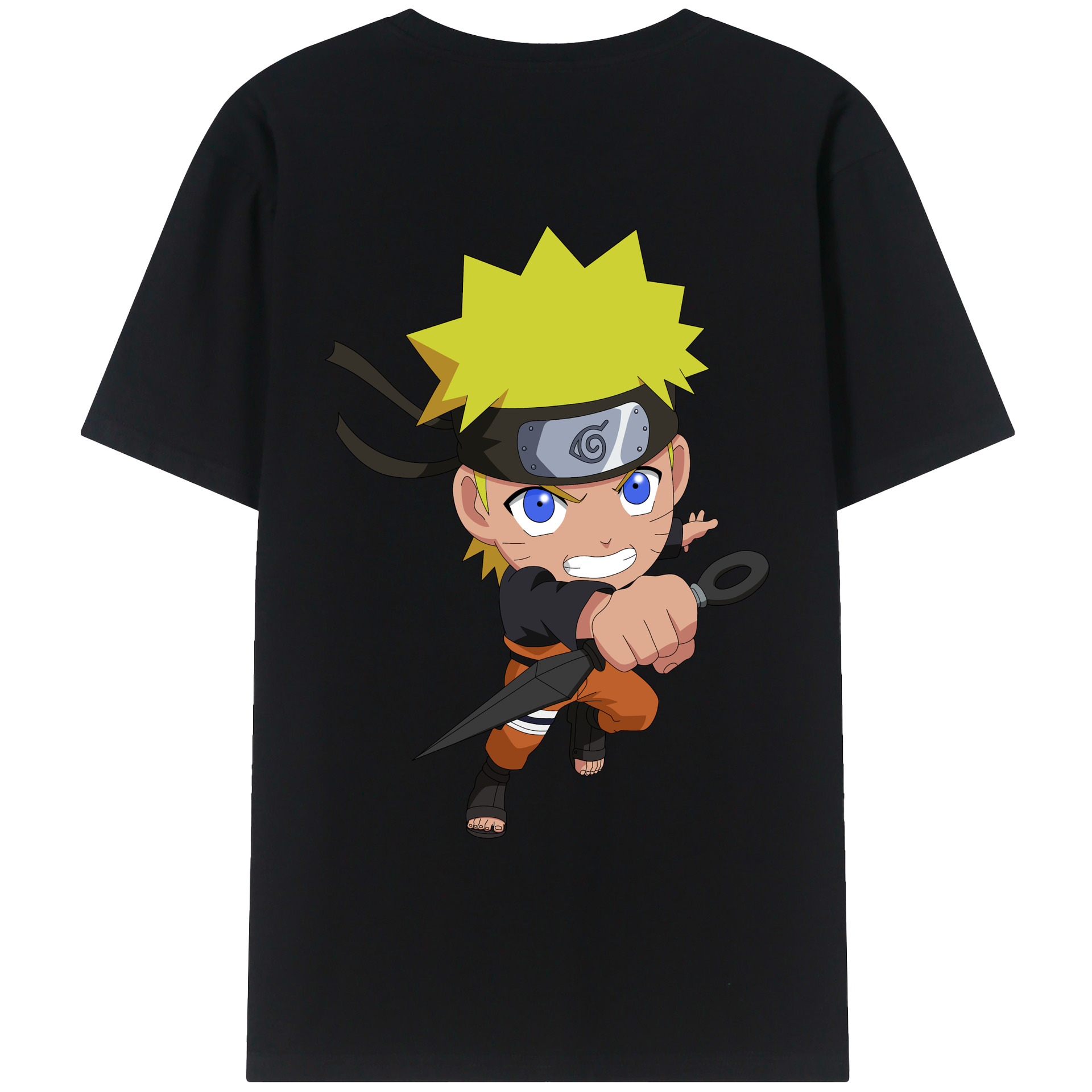 （画像用） NARUTO -ナルト- うずまき ナルト Uzumaki Naruto 綿100％ メンズ半袖Tシャツ（バックプリント） 通気性