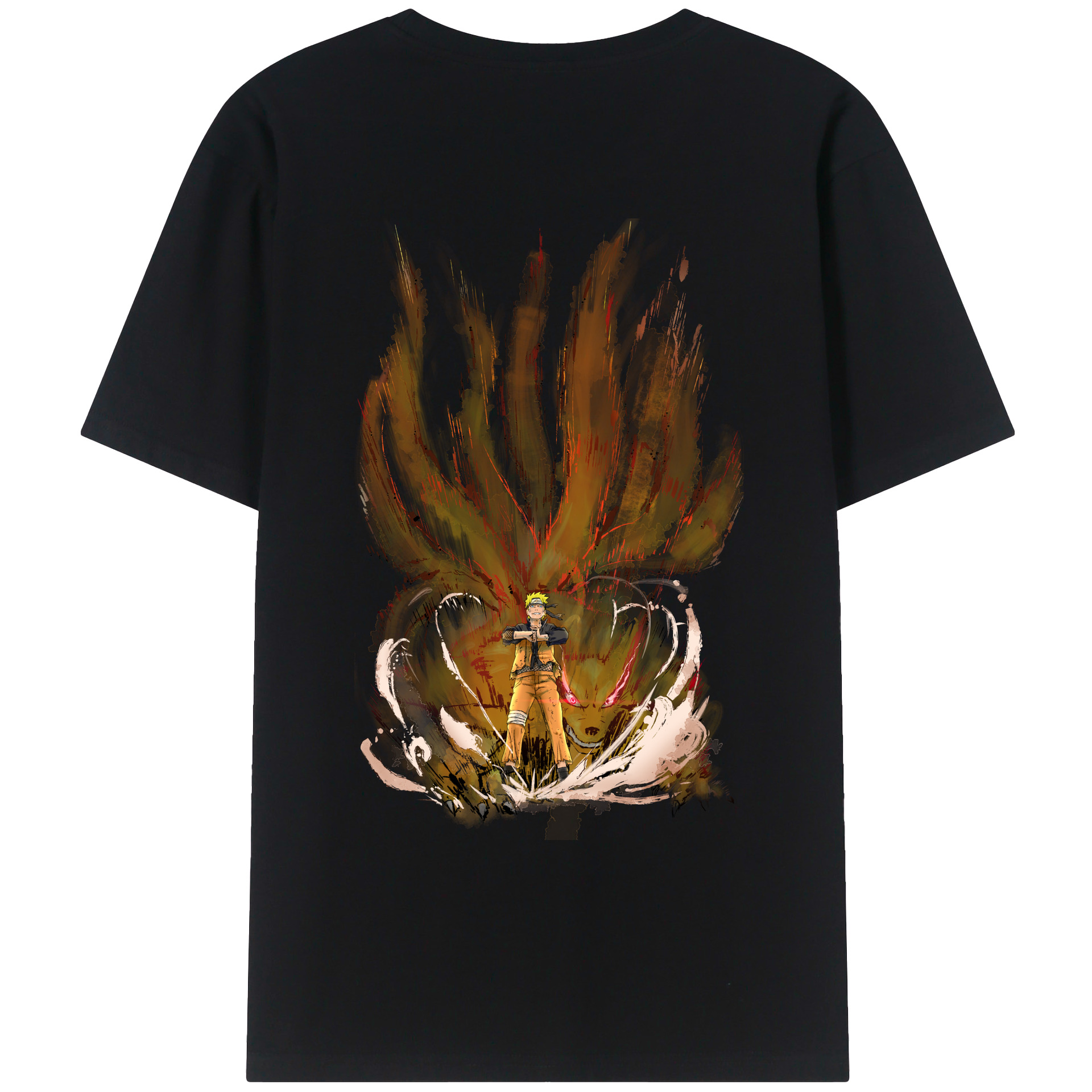 （画像用） NARUTO -ナルト- うずまき ナルト Uzumaki Naruto 綿100％ メンズ半袖Tシャツ（バックプリント） 通気性