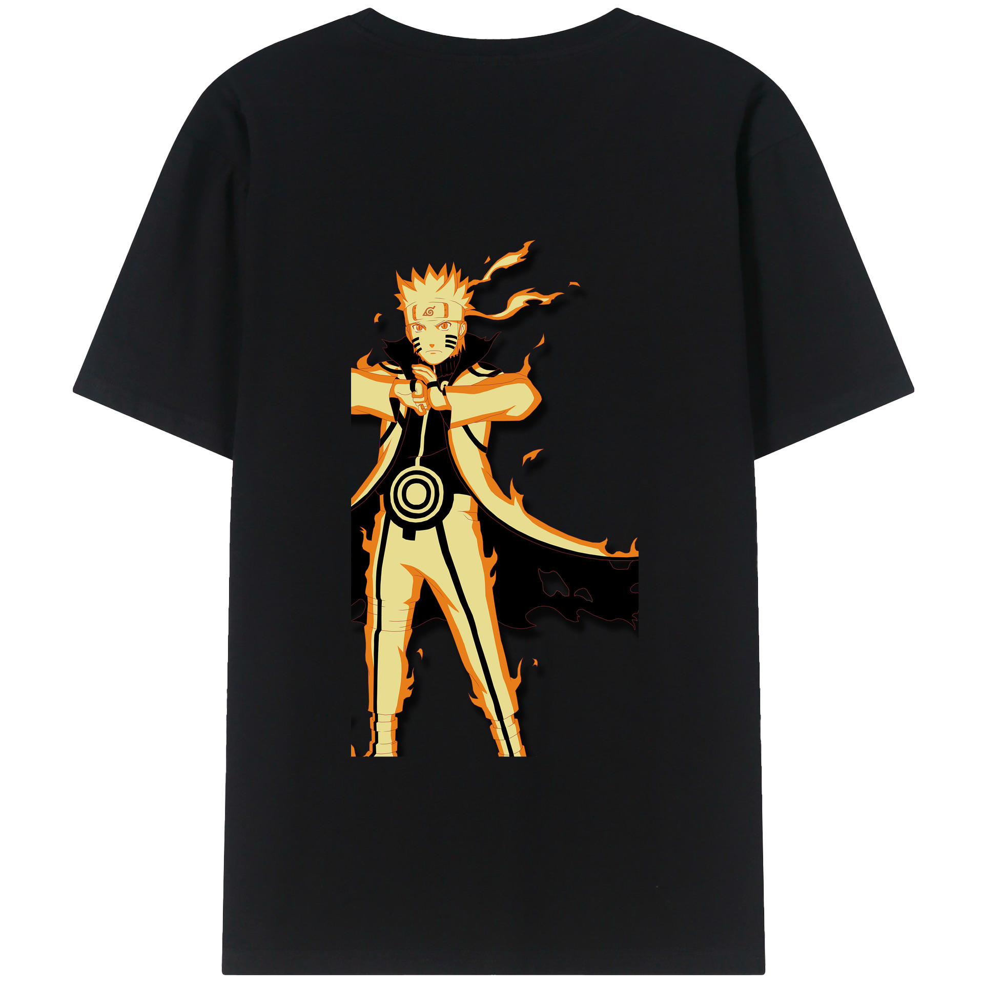 （画像用） NARUTO -ナルト- うずまき ナルト Uzumaki Naruto 綿100％ メンズ半袖Tシャツ（バックプリント） 通気性