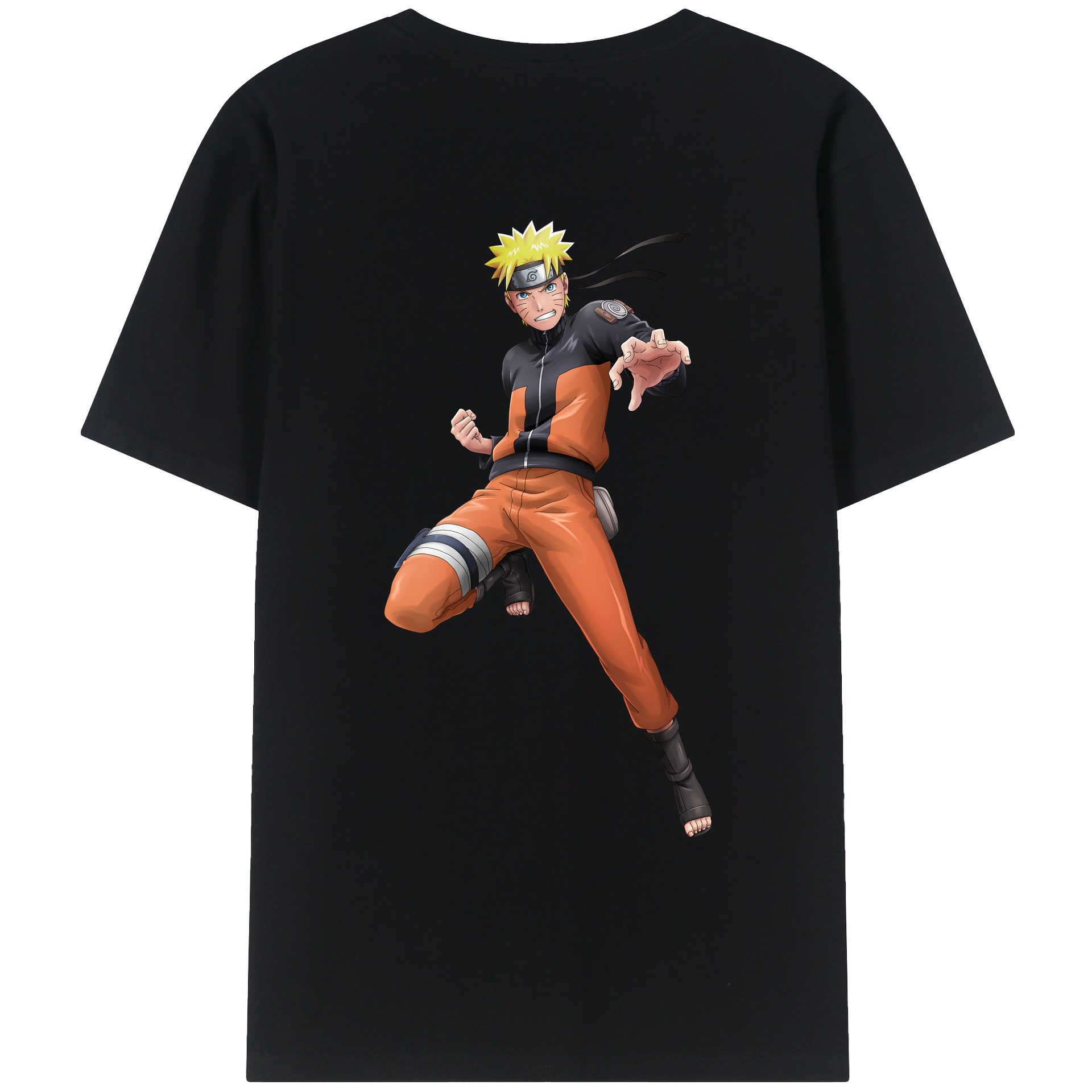 （画像用） NARUTO -ナルト- うずまき ナルト Uzumaki Naruto 綿100％ メンズ半袖Tシャツ（バックプリント） 通気性