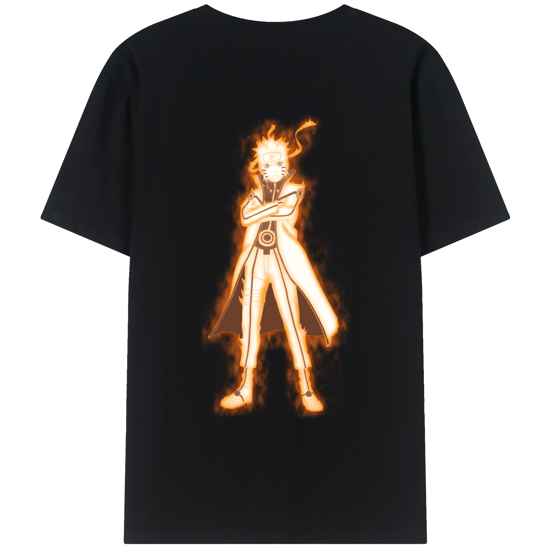 （画像用） NARUTO -ナルト- うずまき ナルト Uzumaki Naruto 綿100％ メンズ半袖Tシャツ（バックプリント） 通気性