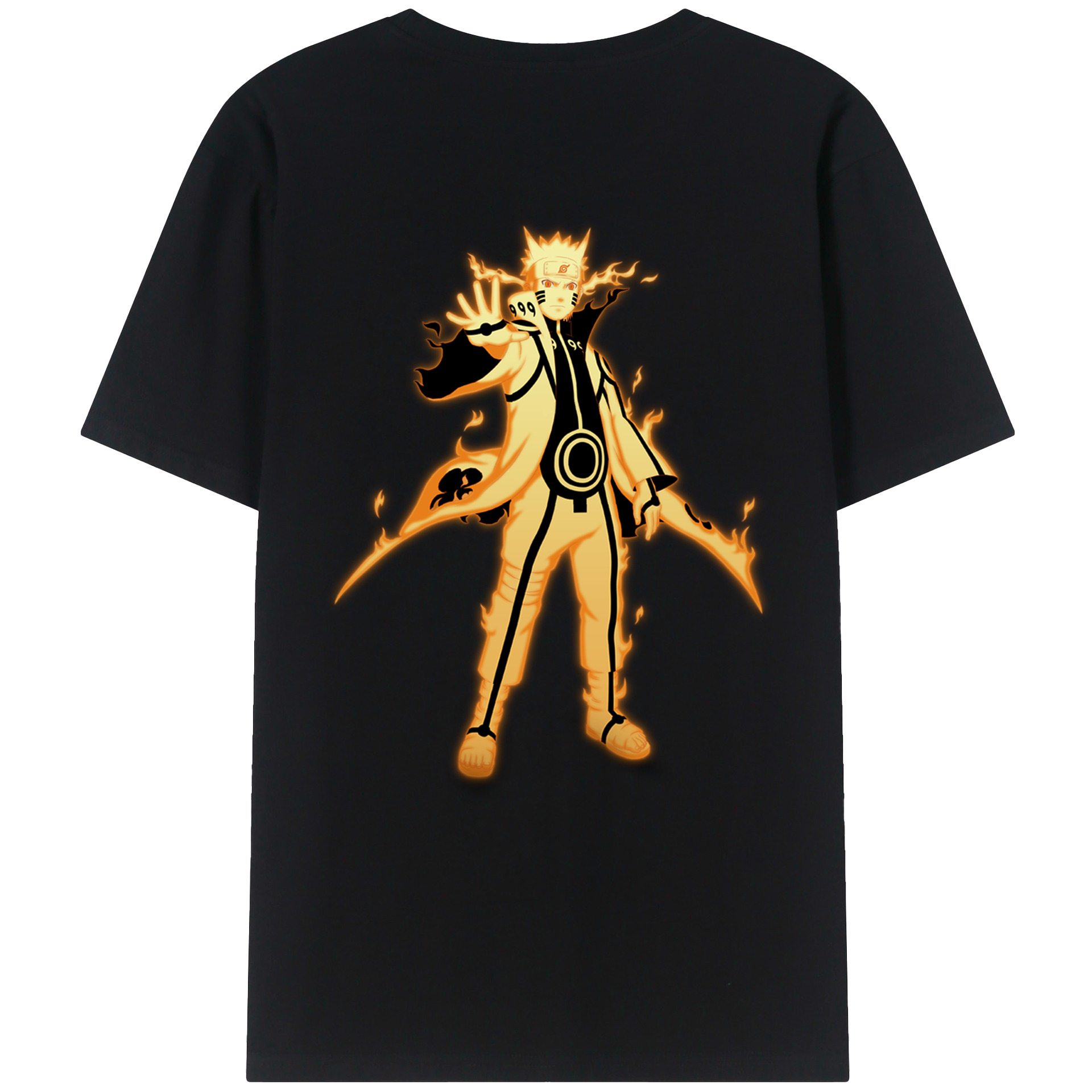 （画像用） NARUTO -ナルト- うずまき ナルト Uzumaki Naruto 綿100％ メンズ半袖Tシャツ（バックプリント） 通気性