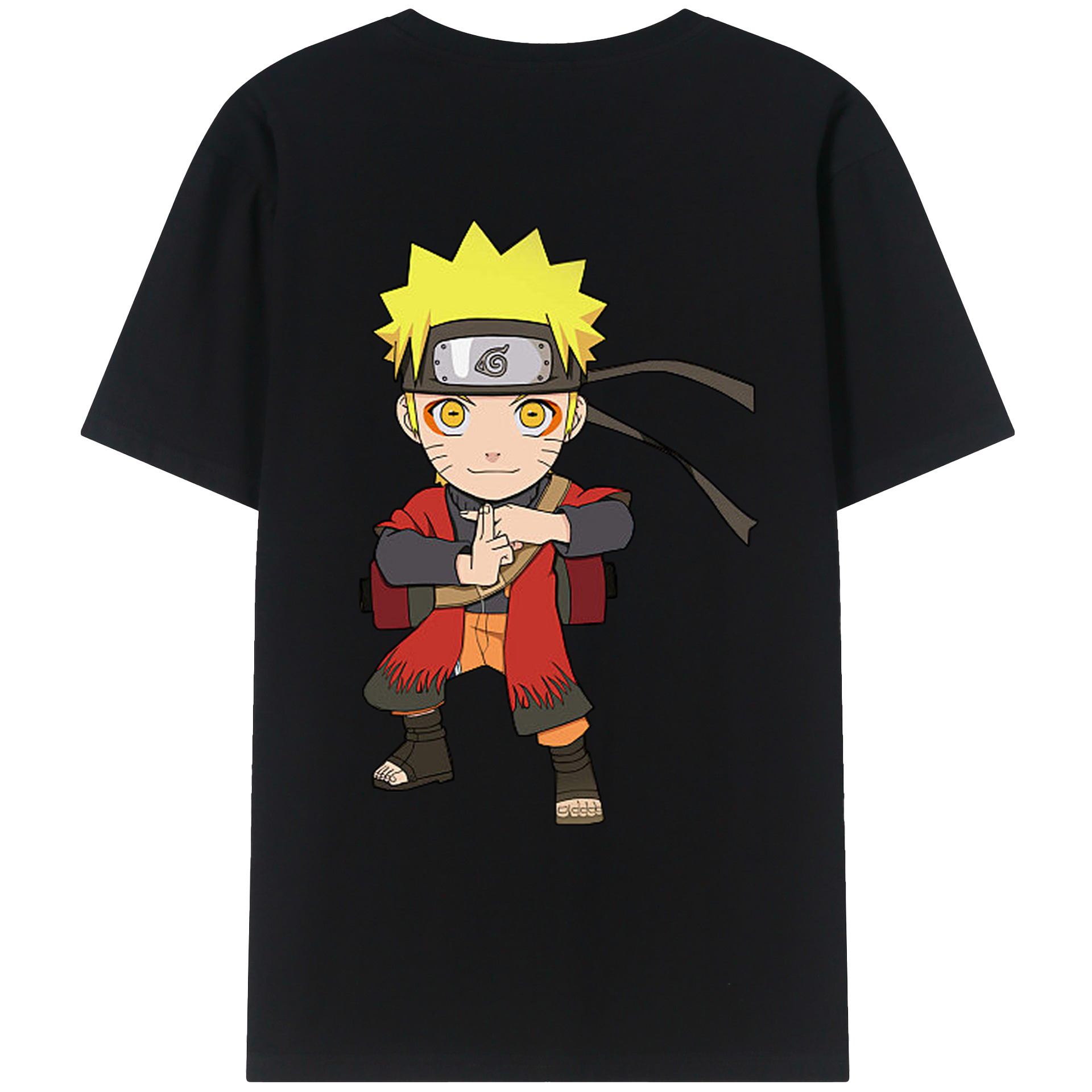 （画像用） NARUTO -ナルト- うずまき ナルト Uzumaki Naruto 綿100％ メンズ半袖Tシャツ（バックプリント） 通気性
