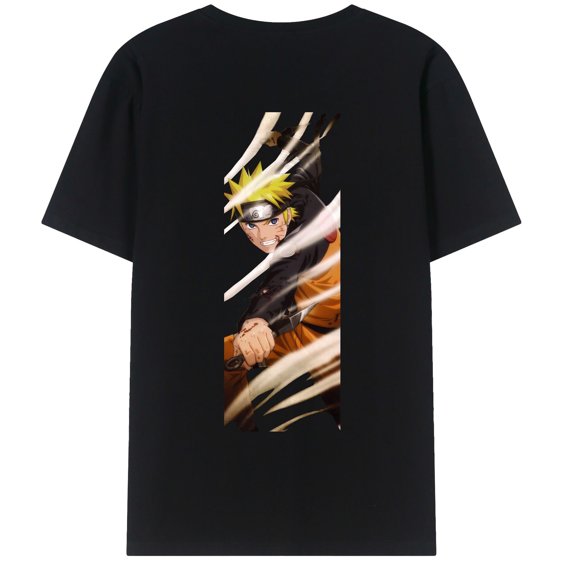 （画像用） NARUTO -ナルト- うずまき ナルト Uzumaki Naruto 綿100％ メンズ半袖Tシャツ（バックプリント） 通気性