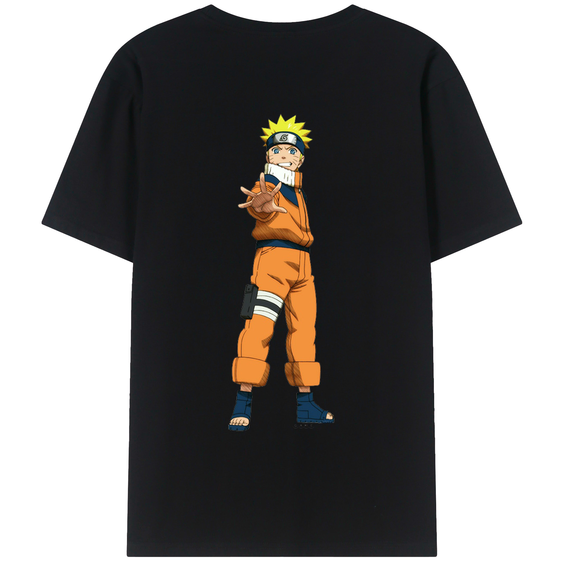 （画像用） NARUTO -ナルト- うずまき ナルト Uzumaki Naruto 綿100％ メンズ半袖Tシャツ（バックプリント） 通気性