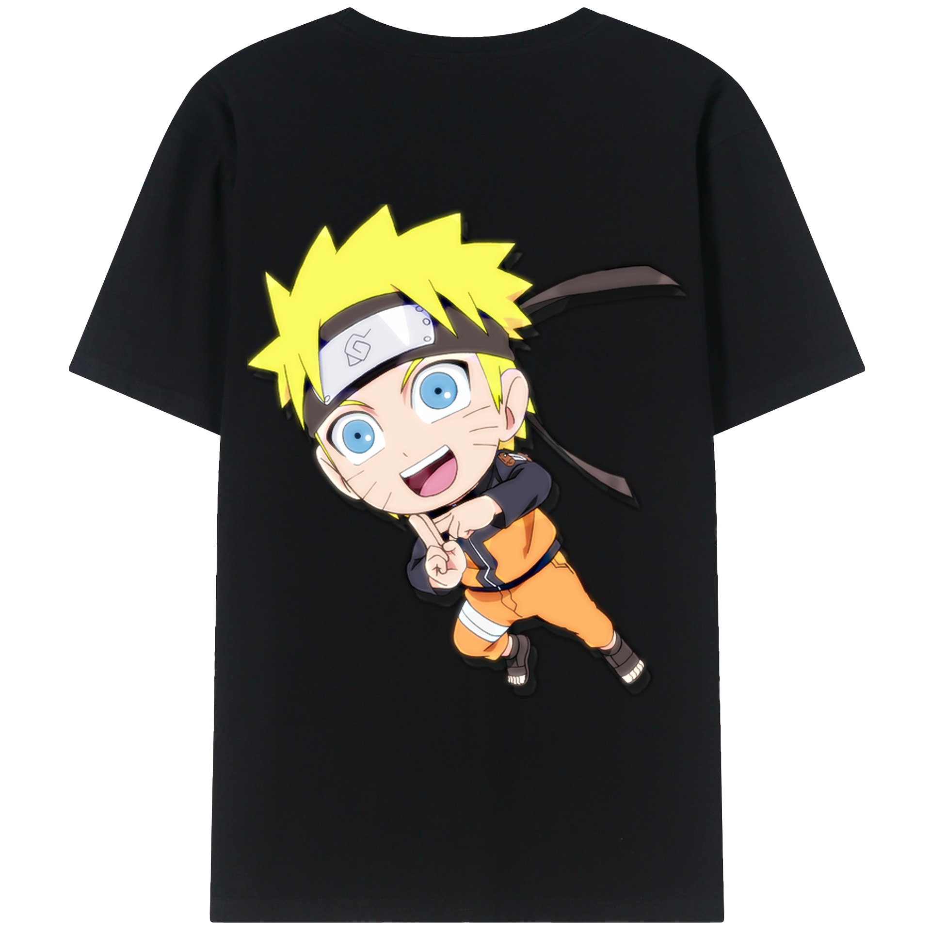 （画像用） NARUTO -ナルト- うずまき ナルト Uzumaki Naruto 綿100％ メンズ半袖Tシャツ（バックプリント） 通気性
