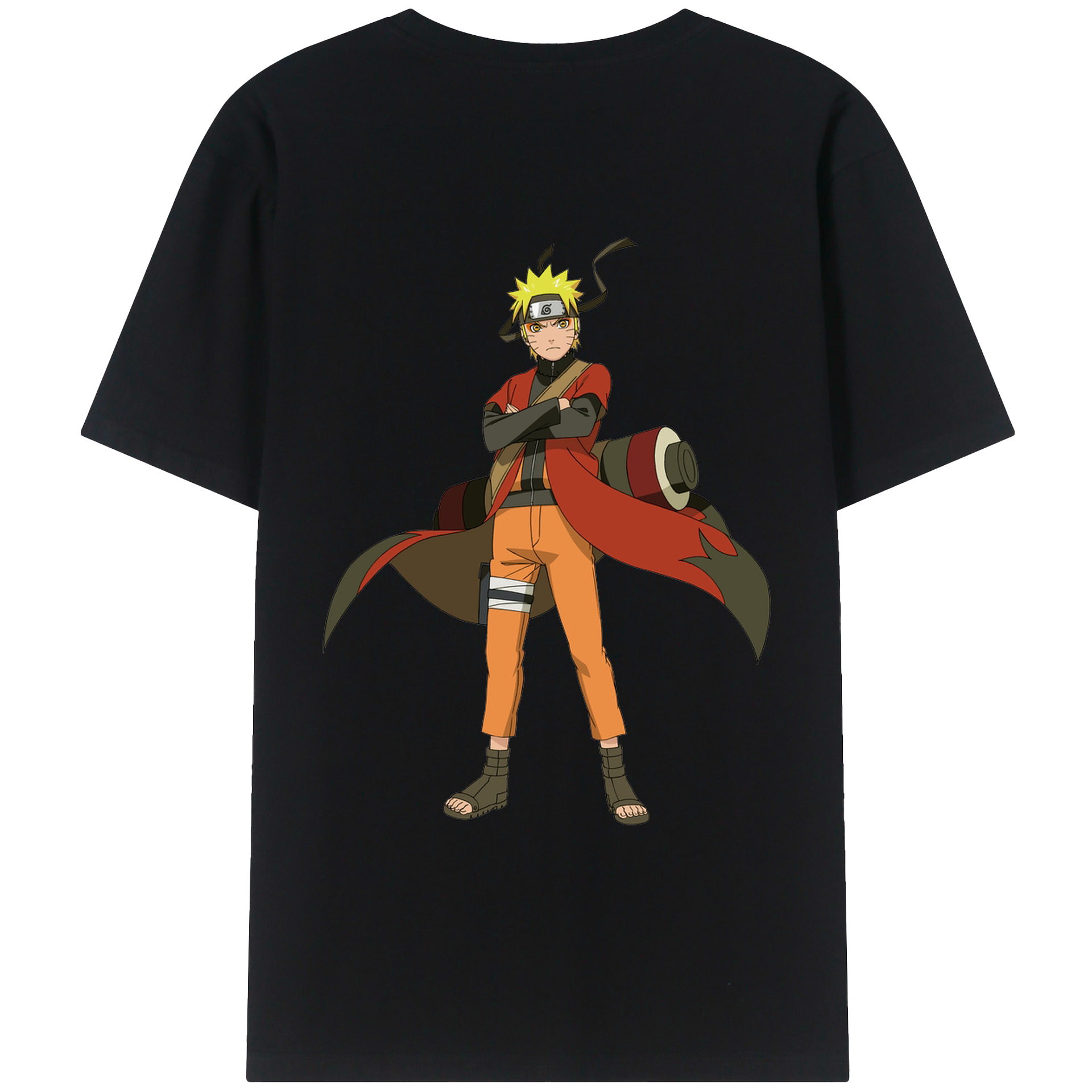 （画像用） NARUTO -ナルト- うずまき ナルト Uzumaki Naruto 綿100％ メンズ半袖Tシャツ（バックプリント） 通気性