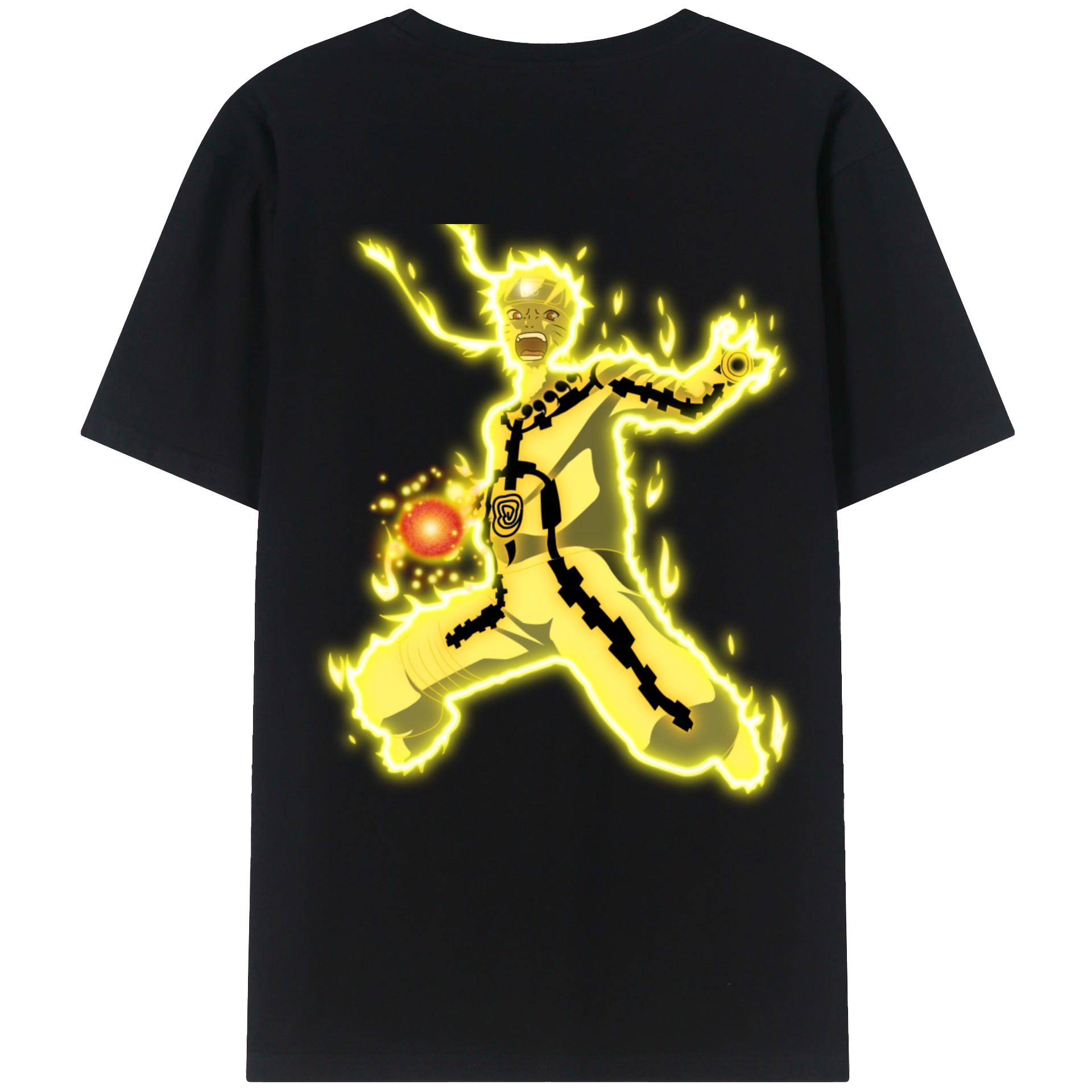 （画像用） NARUTO -ナルト- うずまき ナルト Uzumaki Naruto 綿100％ メンズ半袖Tシャツ（バックプリント） 通気性