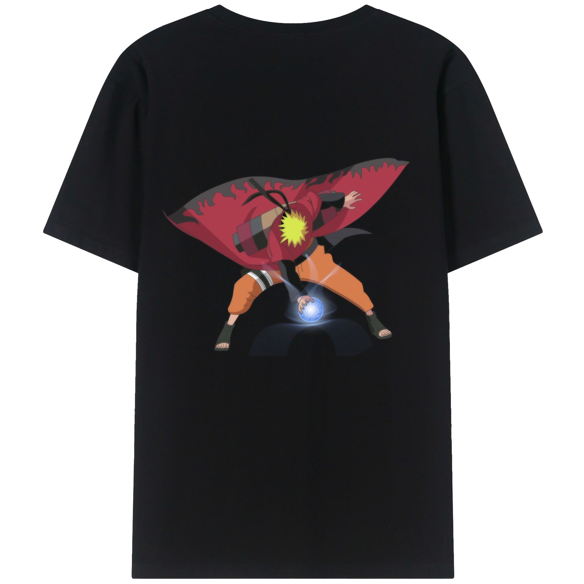 （画像用） NARUTO -ナルト- うずまき ナルト Uzumaki Naruto 綿100％ メンズ半袖Tシャツ（バックプリント） 通気性