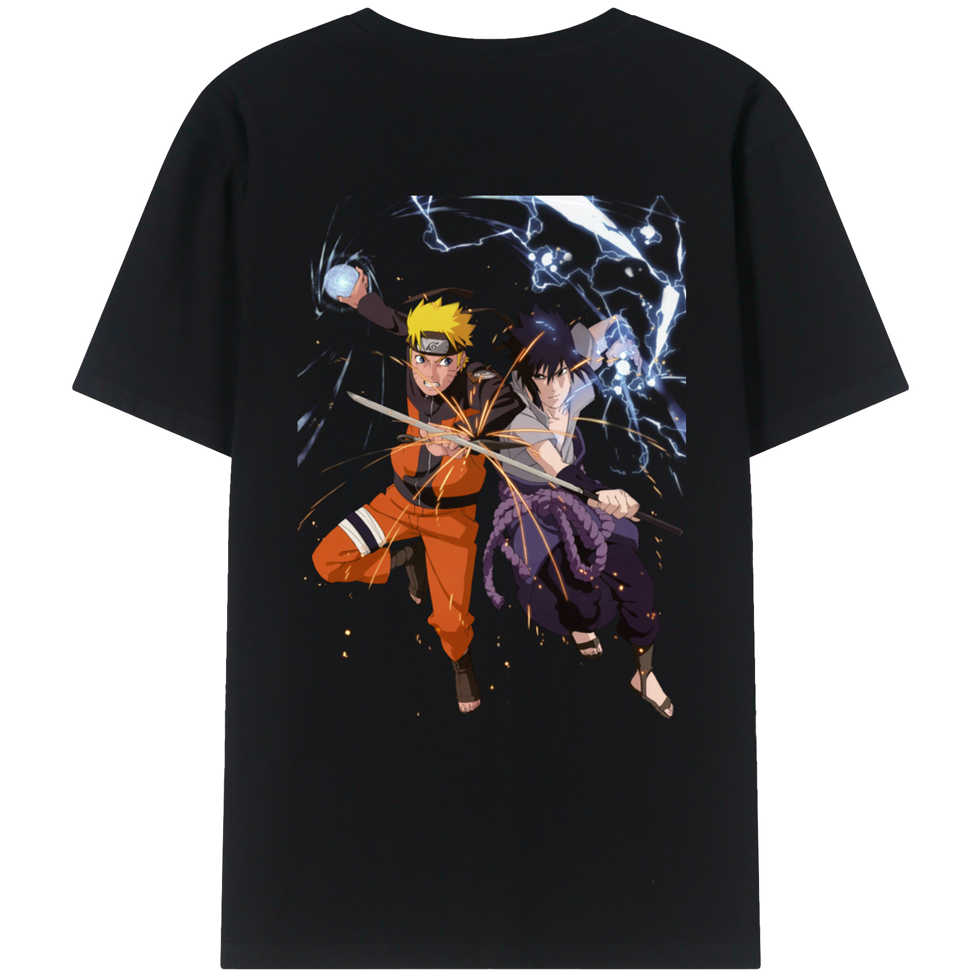 （画像用） NARUTO -ナルト- うずまき ナルト Uzumaki Naruto 綿100％ メンズ半袖Tシャツ（バックプリント） 通気性