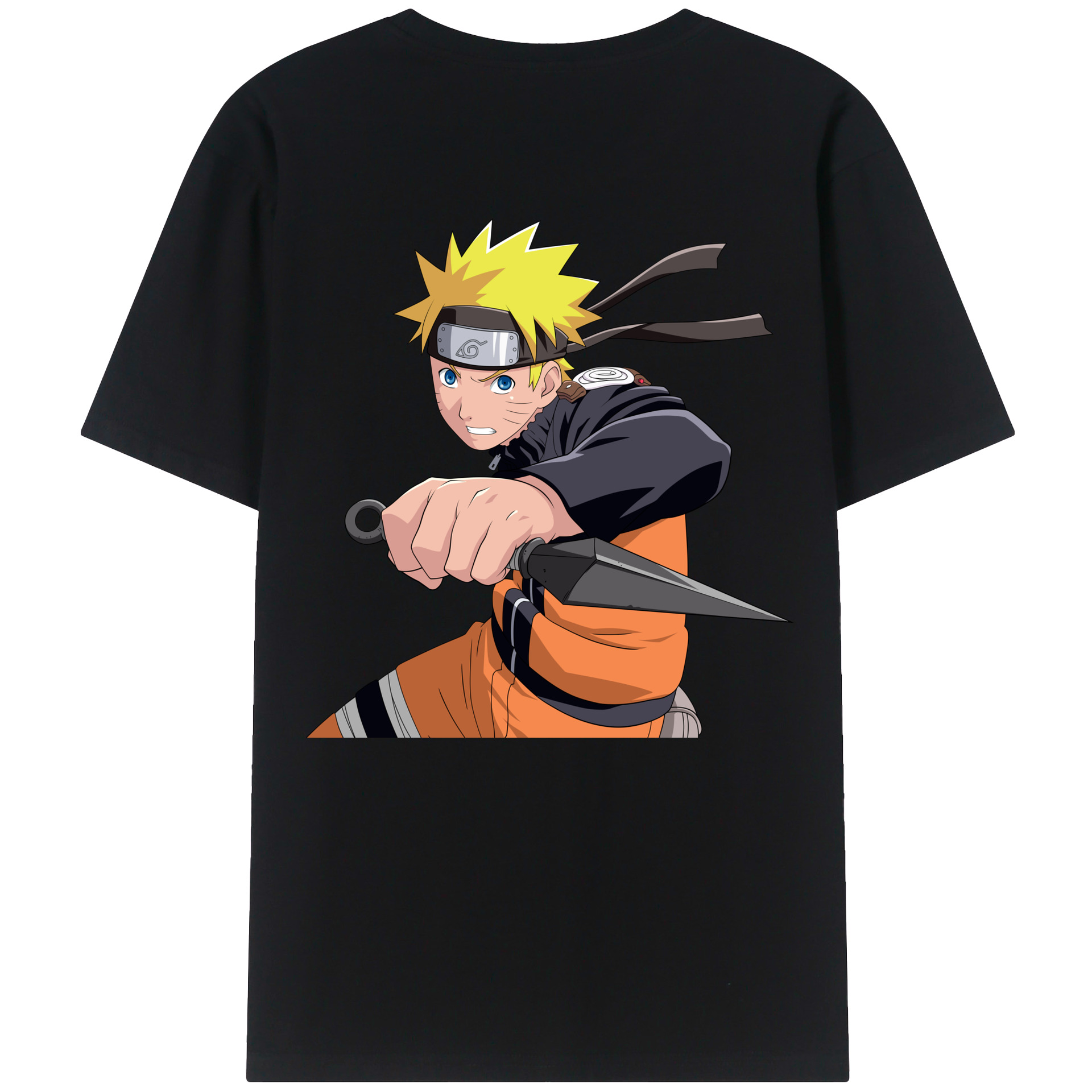 （画像用） NARUTO -ナルト- うずまき ナルト Uzumaki Naruto 綿100％ メンズ半袖Tシャツ（バックプリント） 通気性
