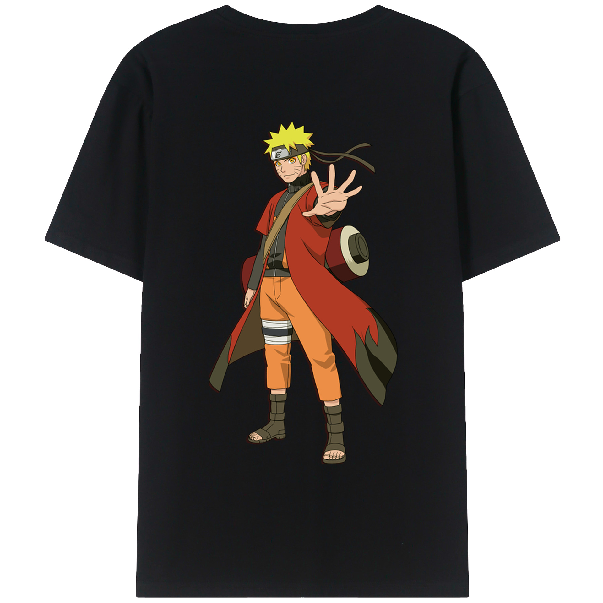 （画像用） NARUTO -ナルト- うずまき ナルト Uzumaki Naruto 綿100％ メンズ半袖Tシャツ（バックプリント） 通気性