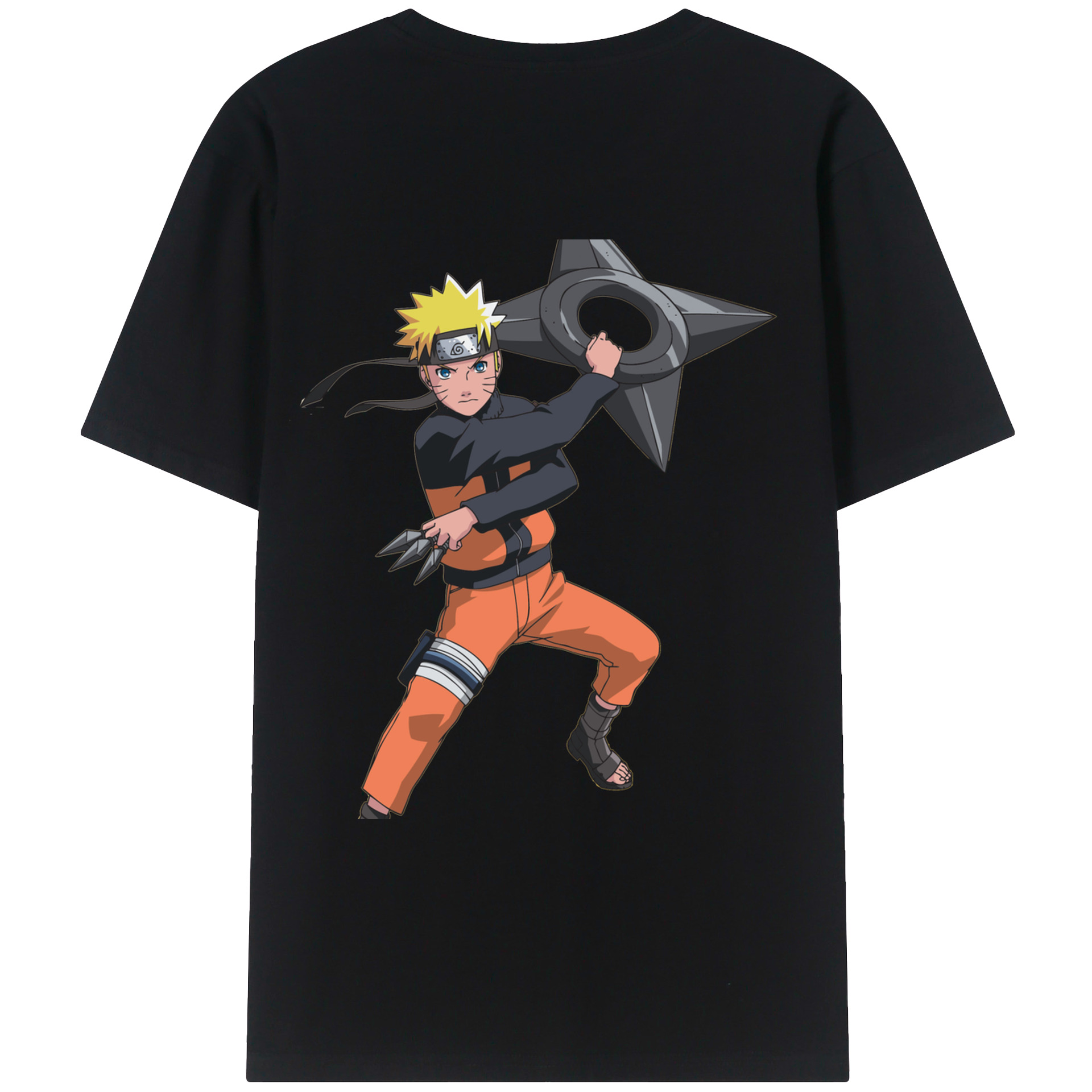 （画像用） NARUTO -ナルト- うずまき ナルト Uzumaki Naruto 綿100％ メンズ半袖Tシャツ（バックプリント） 通気性