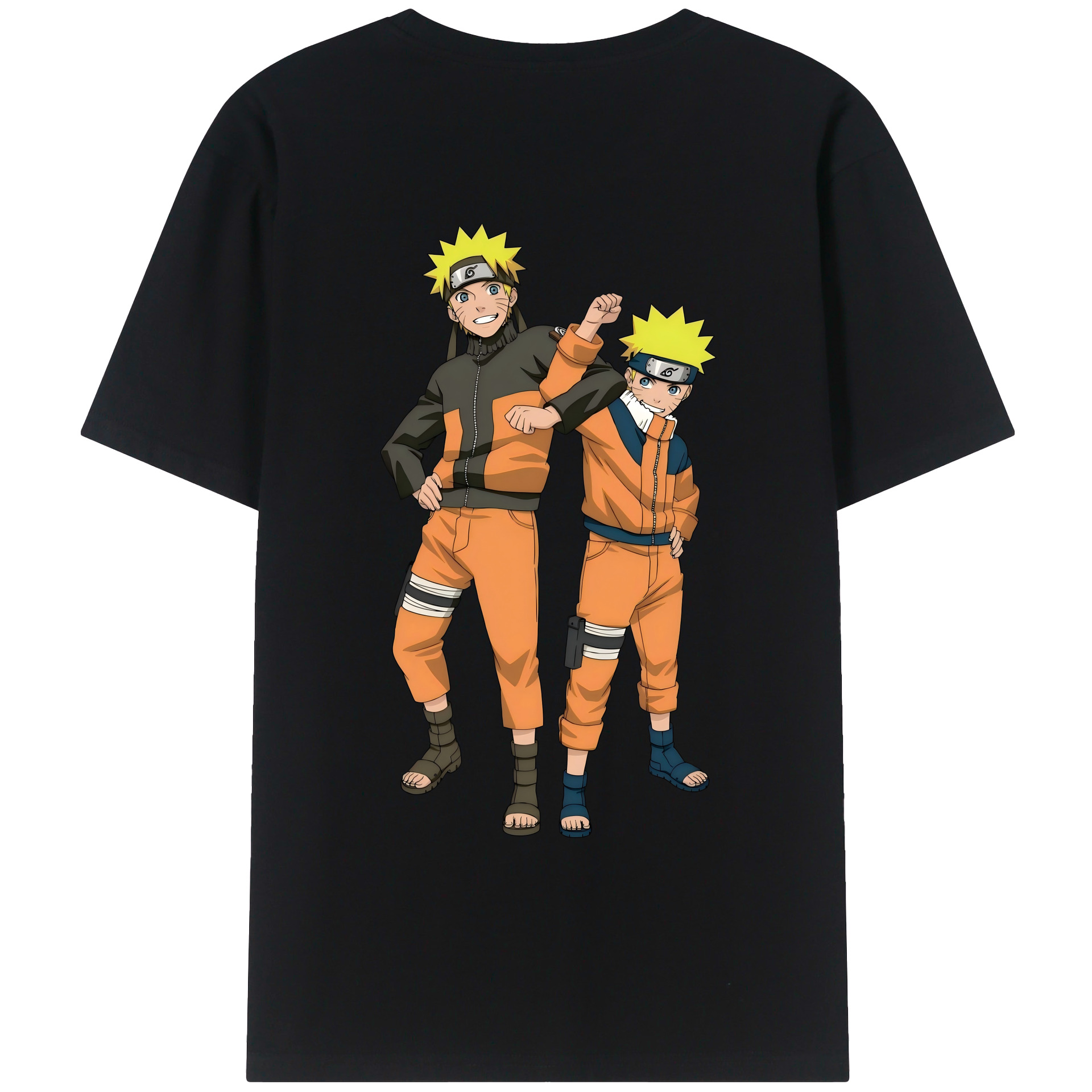 （画像用） NARUTO -ナルト- うずまき ナルト Uzumaki Naruto 綿100％ メンズ半袖Tシャツ（バックプリント） 通気性